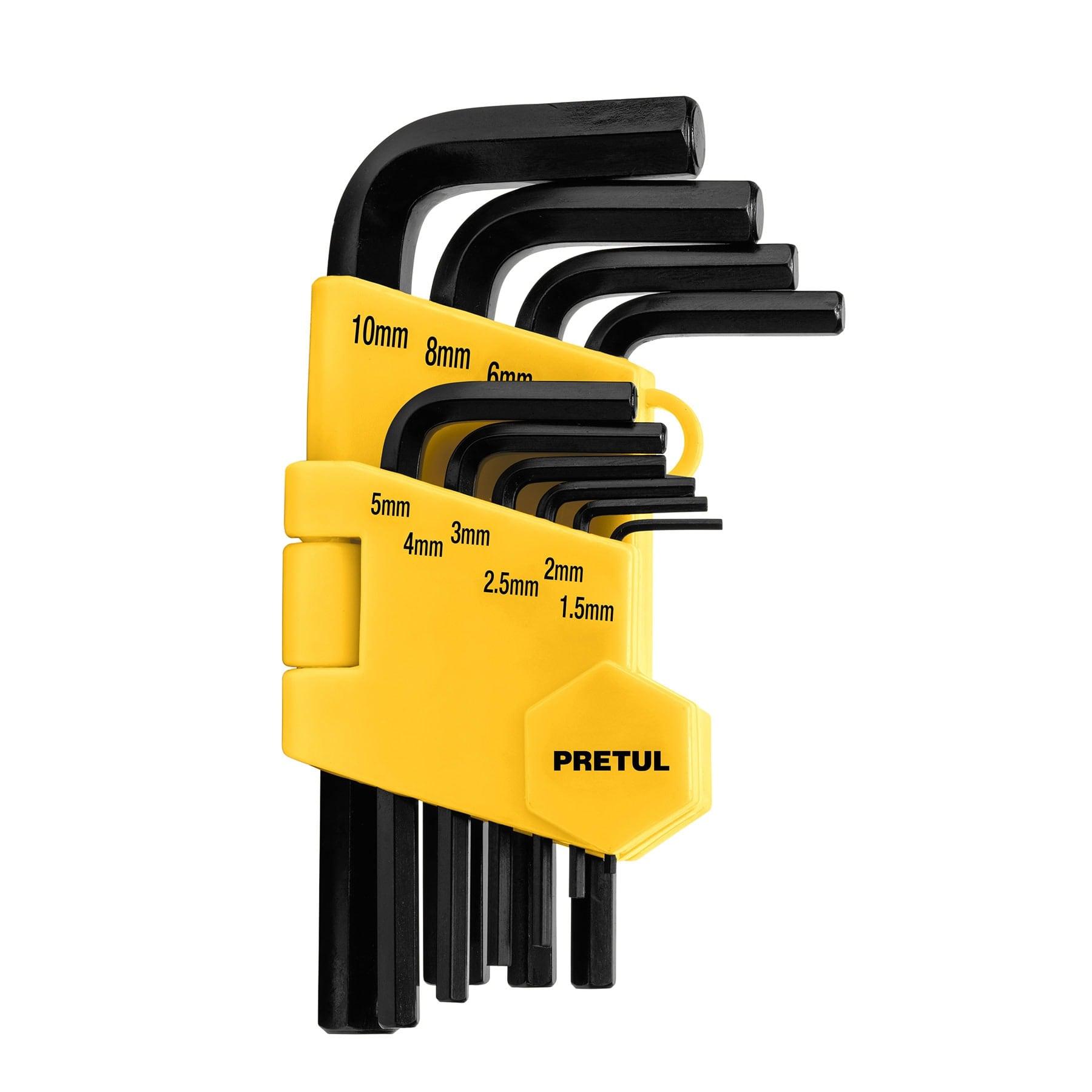 JUEGO 10 LLAVES ALLEN MM PUNTA HEX CON ORGANIZADOR, PRETUL