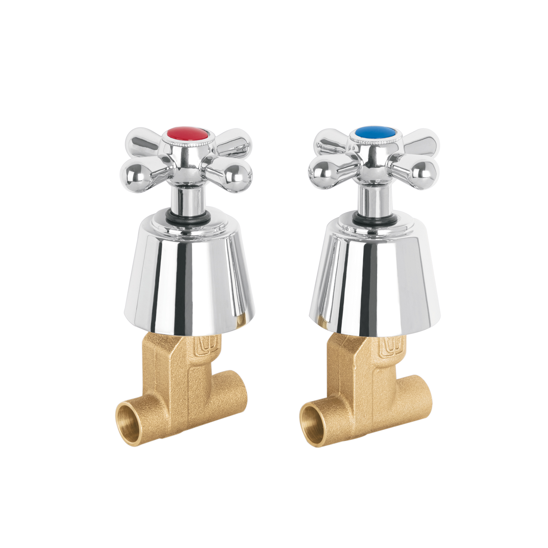 JUEGO 2 LLAVES DE EMPOTRAR, SOLDABLE TIPO CRUCETA, AQUA