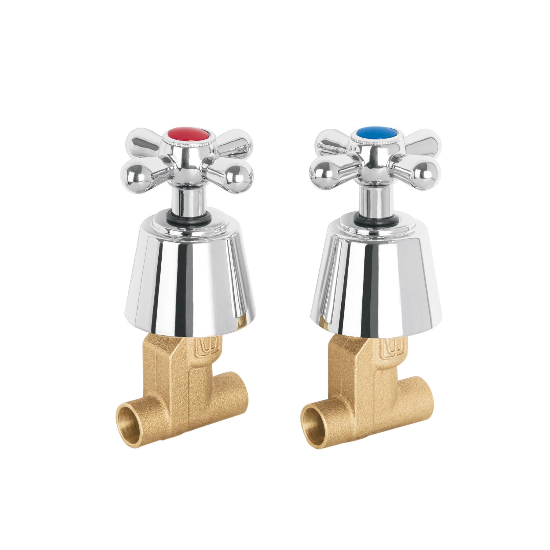 JUEGO 2 LLAVES DE EMPOTRAR, SOLDABLE TIPO CRUCETA, AQUA