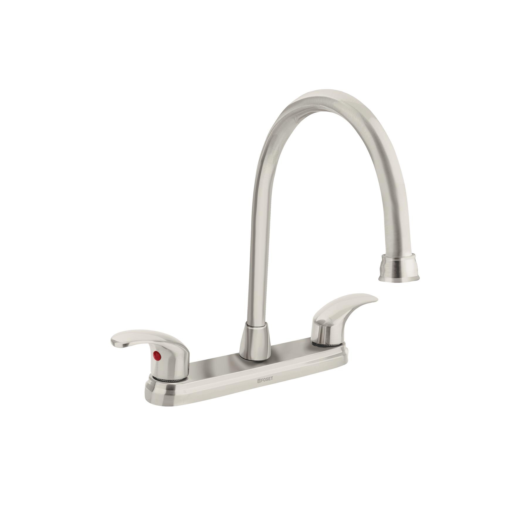 MEZCLADORA SATÍN 8' PARA LAVABO, CUELLO LARGO, PALANCA,FOSET