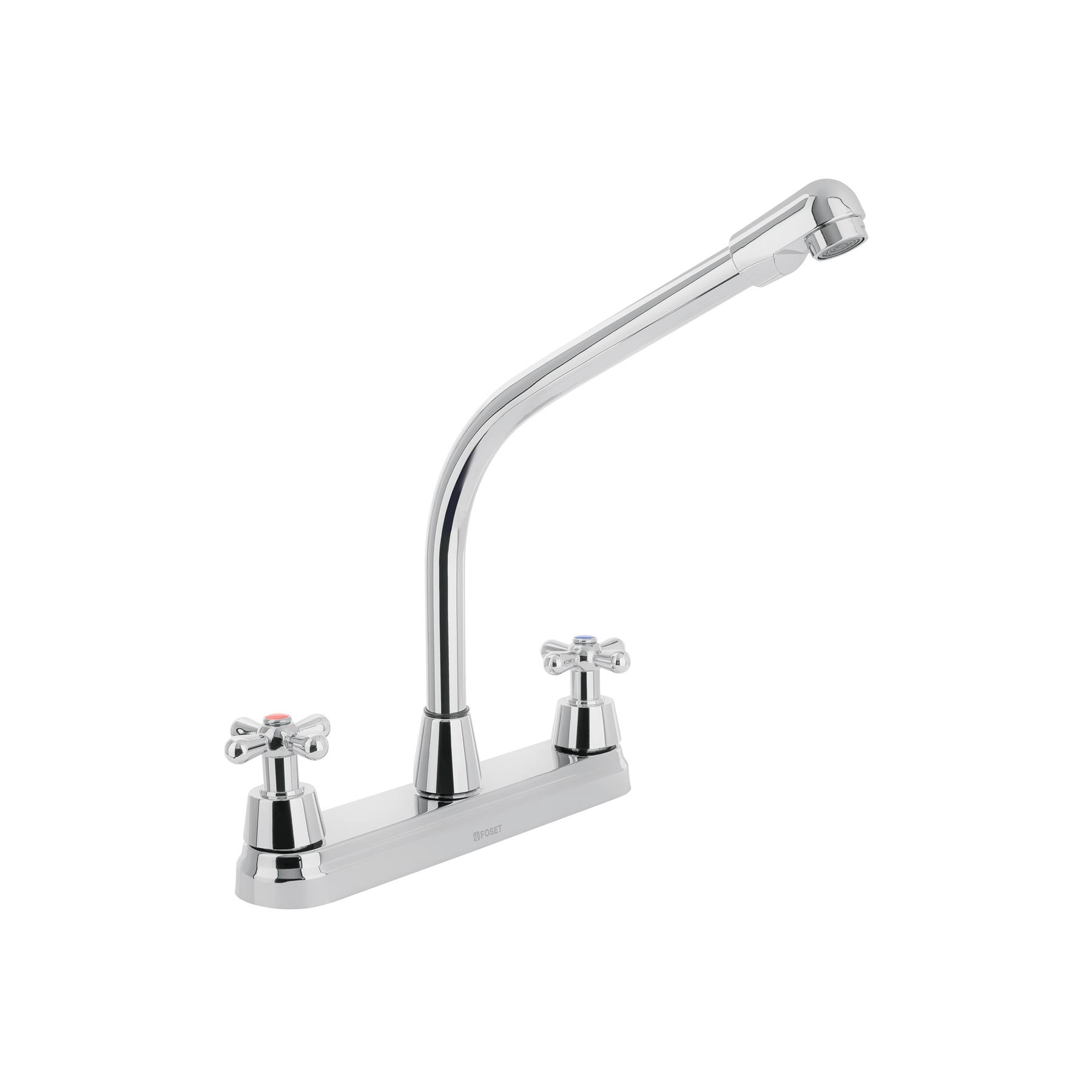 MEZCLADORA INOX 8' P/FREGADERO, CUELLO COBRA, CRUCETA, AQUA