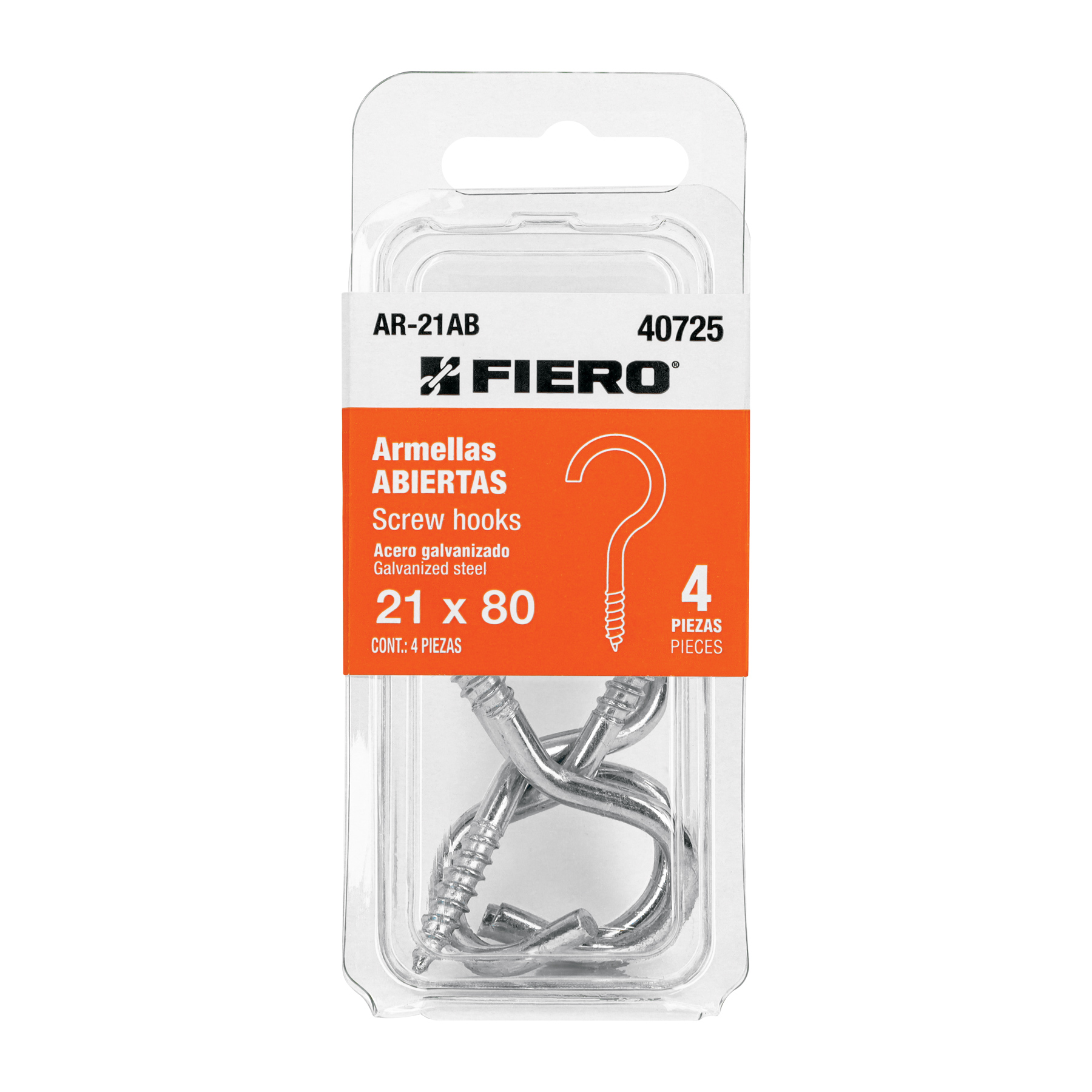 BLÍSTER CON 4 ARMELLAS ABIERTAS 21X80