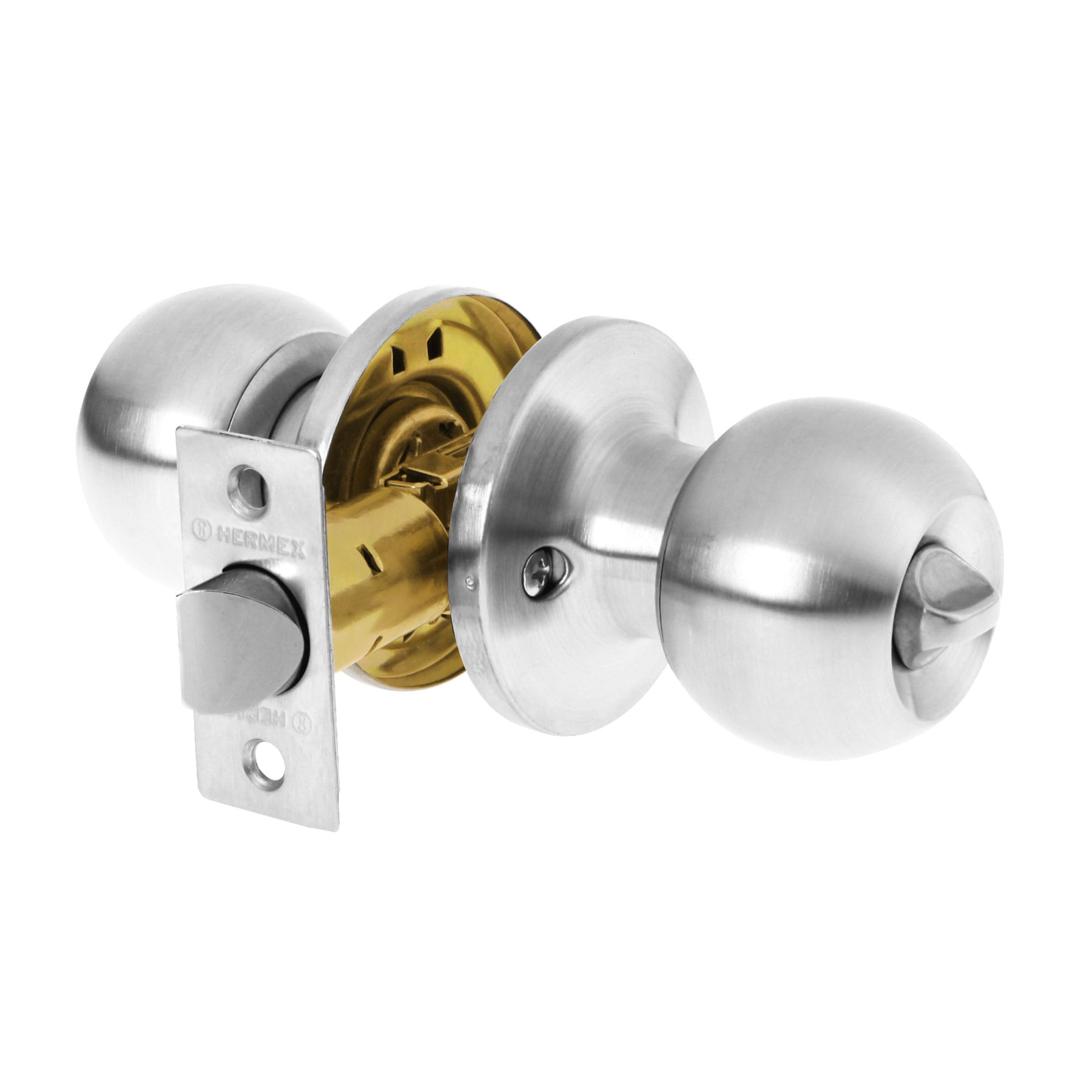 CERRADURA TIPO ESFERA, TUBULAR, BAÑO, CROMO, HERMEX BASIC