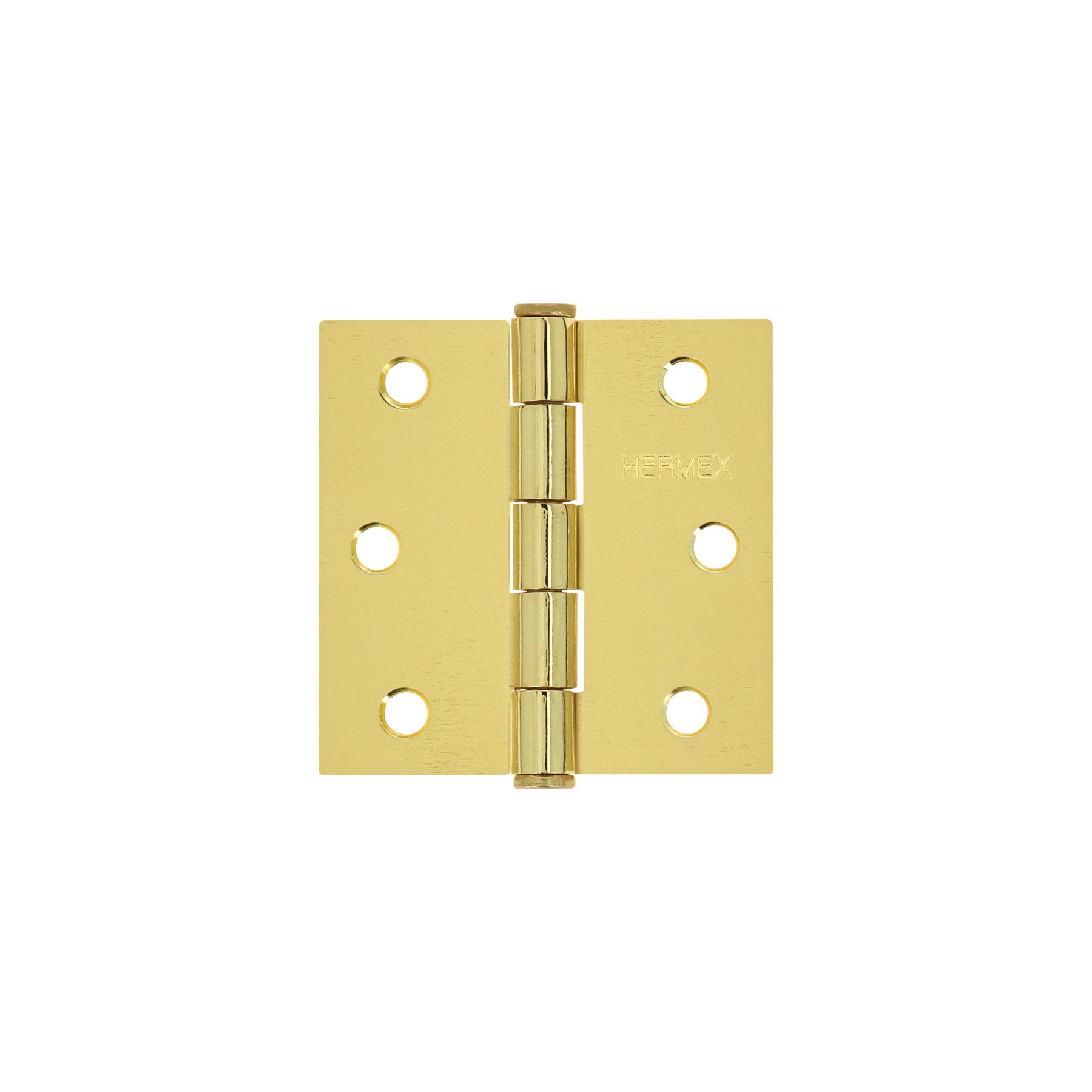 BISAGRA CUADRADA 2-1/2' ACERO LATONADO, CABEZA PLANA, HERMEX