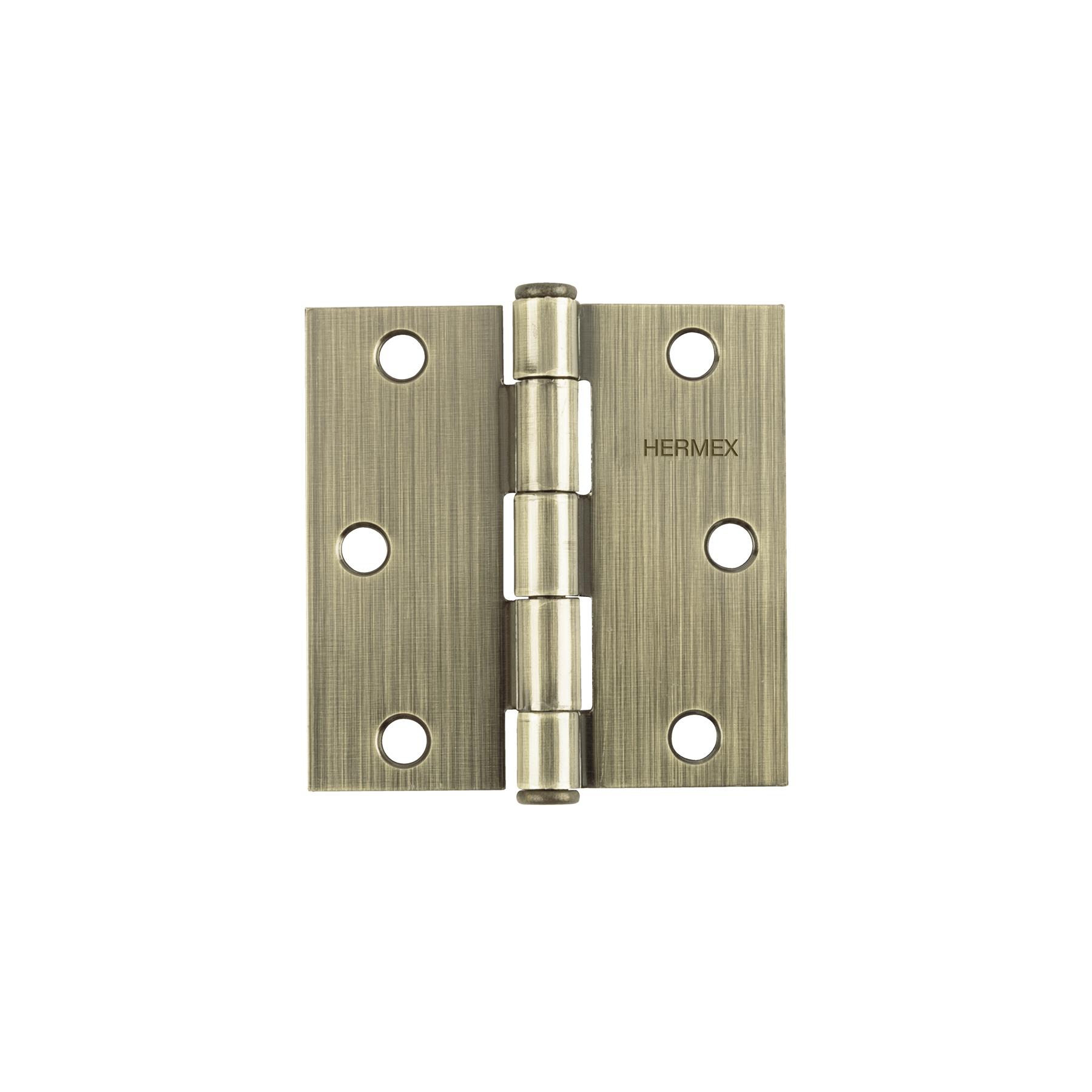 BISAGRA CUADRADA 3', LATÓN ANTIGUO, CABEZA PLANA, HERMEX