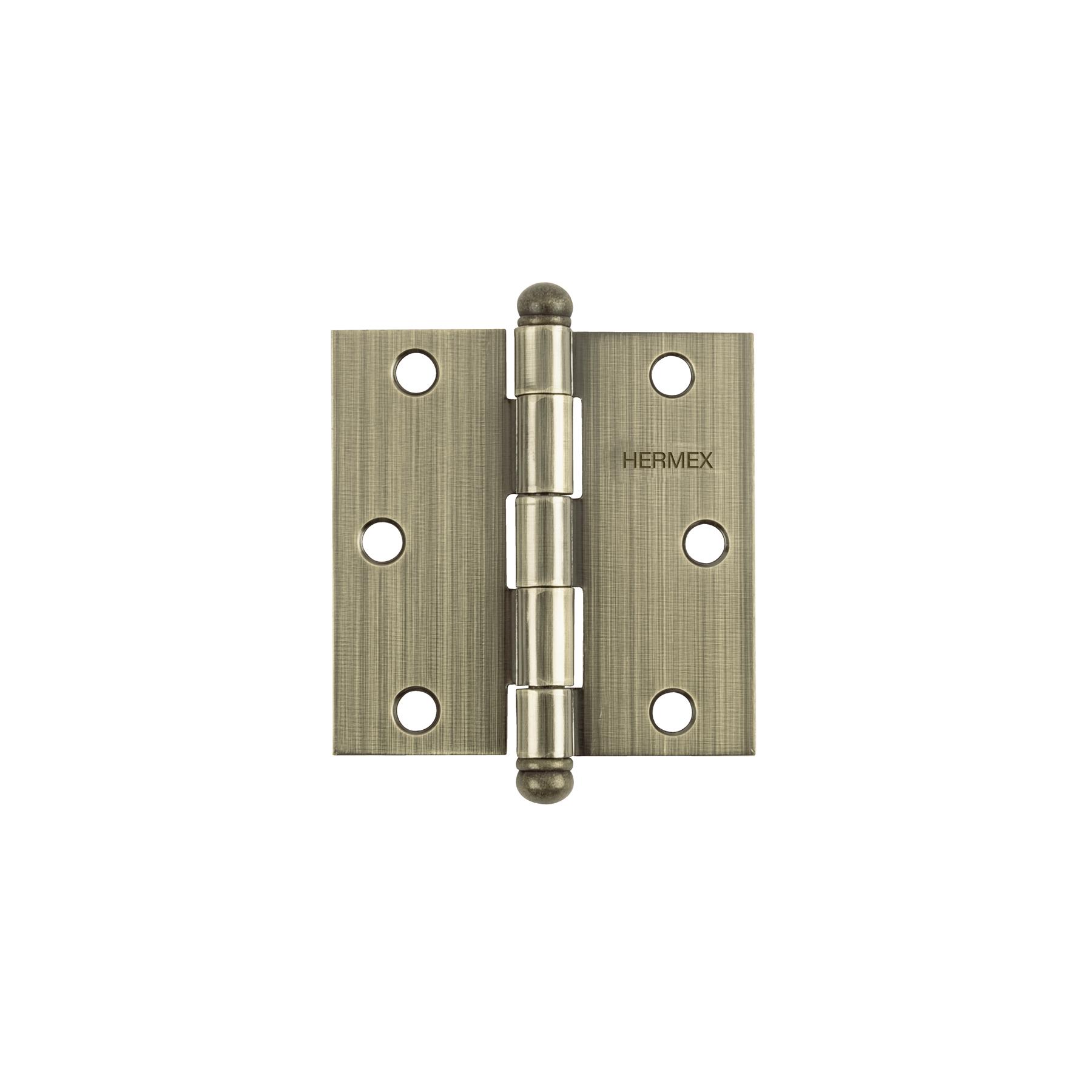 BISAGRA CUADRADA 3', LATÓN ANTIGUO, CABEZA REDONDA, HERMEX