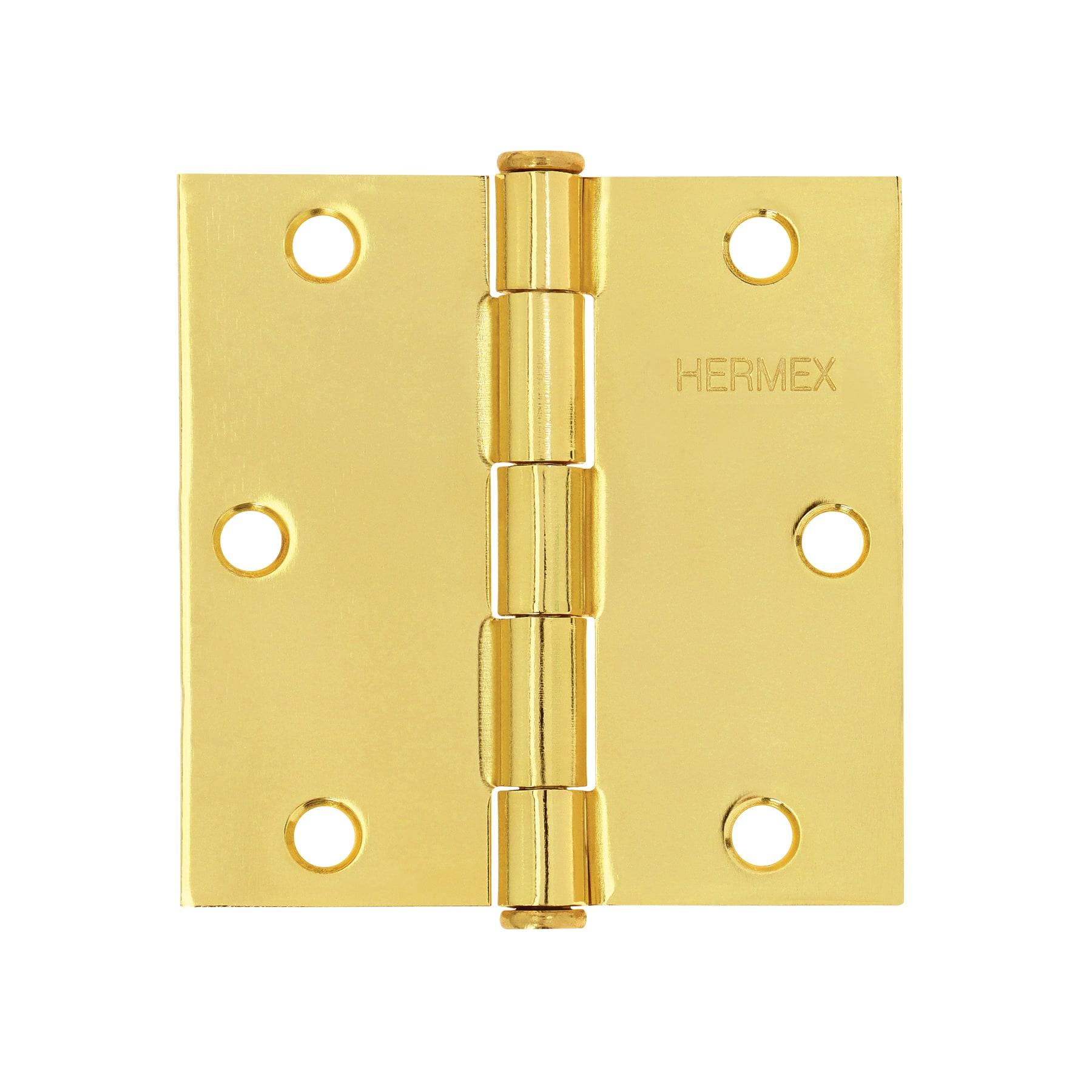 BISAGRA CUADRADA 3-1/2' ACERO LATONADO, CABEZA PLANA, HERMEX