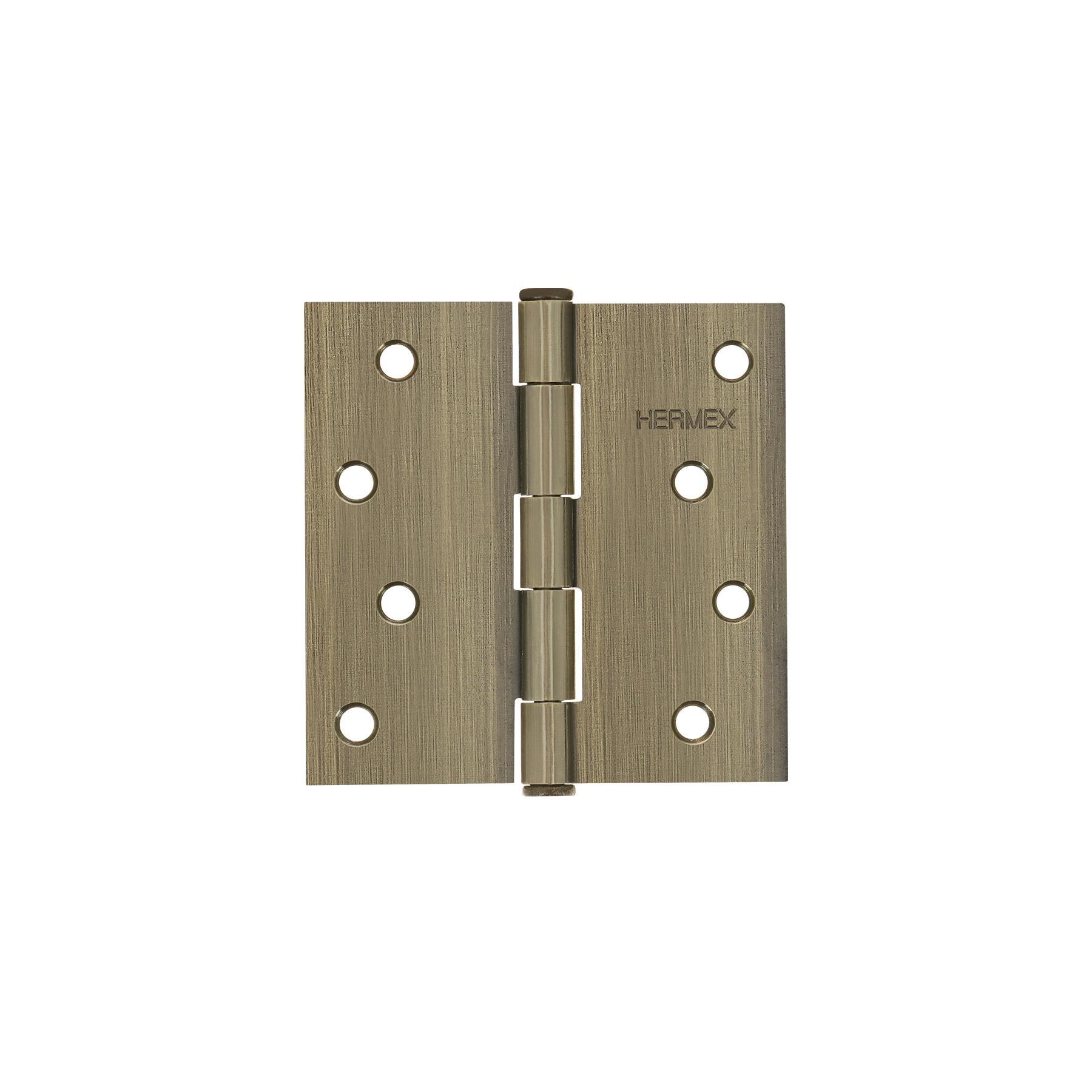 BISAGRA CUADRADA 4', LATÓN ANTIGUO, CABEZA PLANA, HERMEX