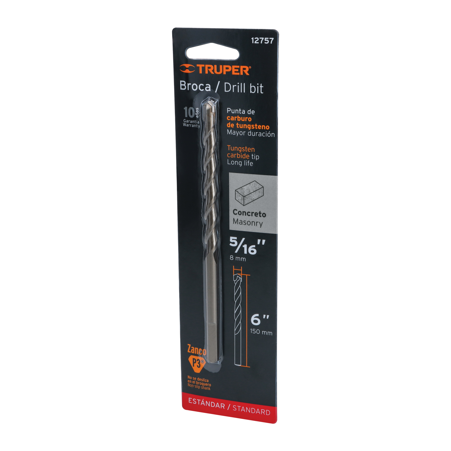 BROCA PARA CONCRETO DE 5/16 X 6' EN BLÍSTER, TRUPER