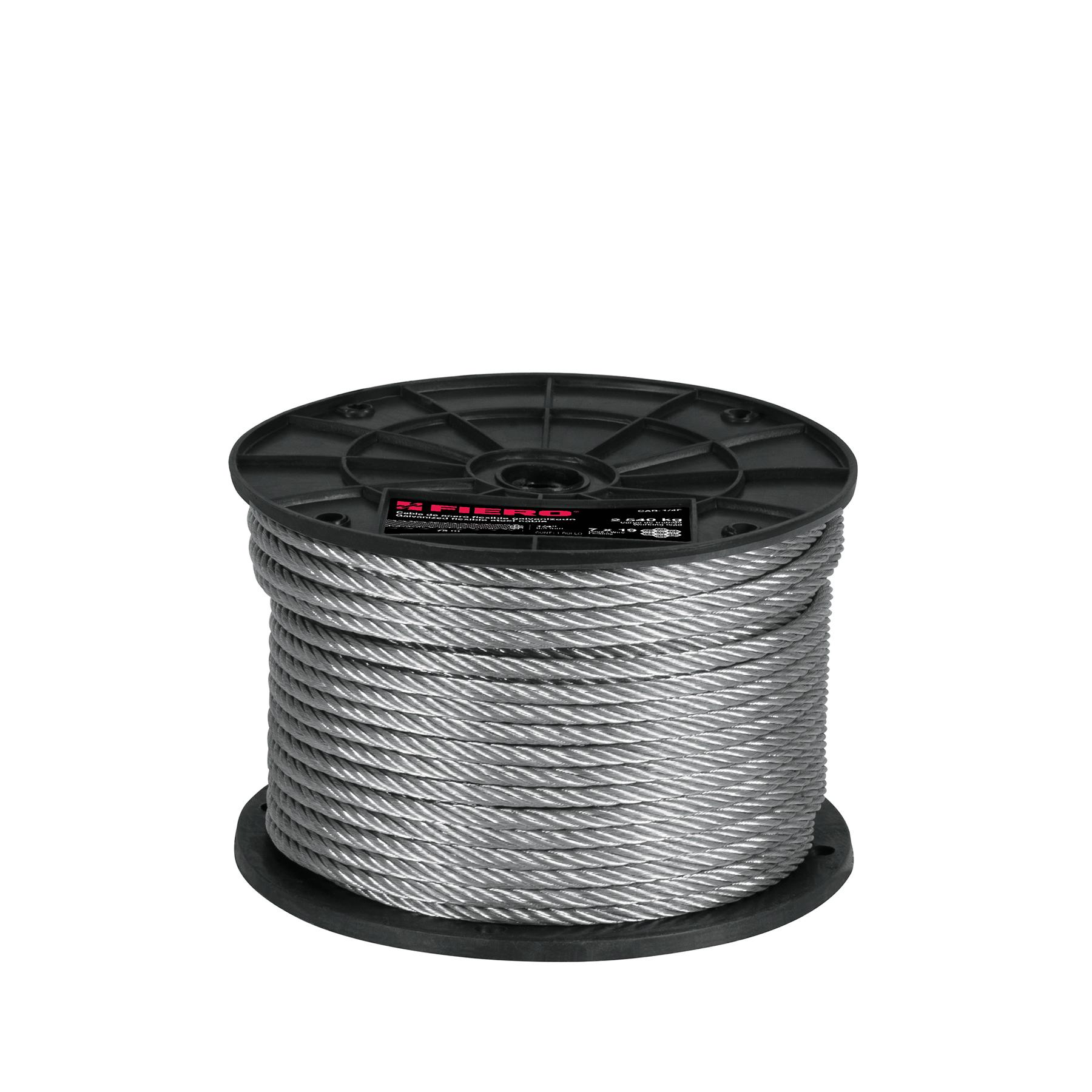 METRO DE CABLE FLEXIBLE 1/4' DE ACERO 7X19 HILOS, 75 M