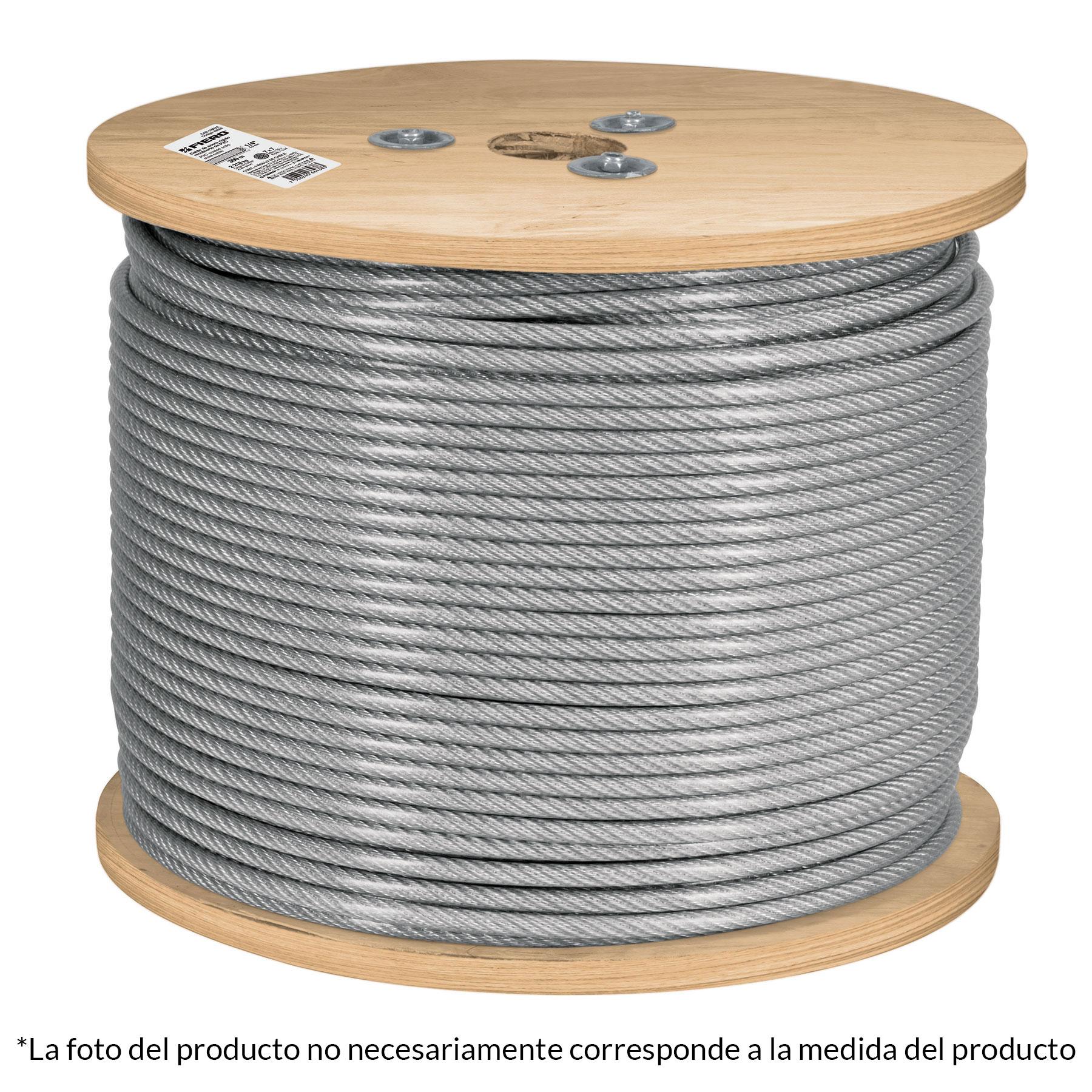 METRO DE CABLE RÍGIDO 3/16' ACERO 7X7 RECUBIERTO PVC, 300 M