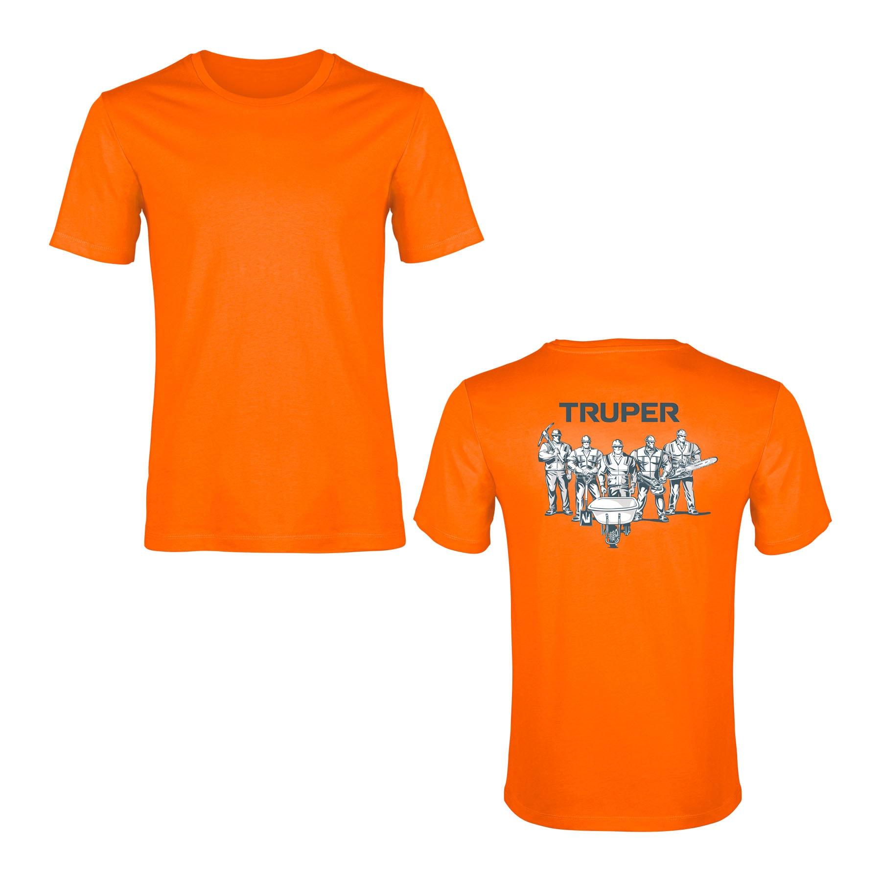 PLAYERA NARANJA ESTAMPADA 100% ALGODÓN, TALLA 40, TRUPER