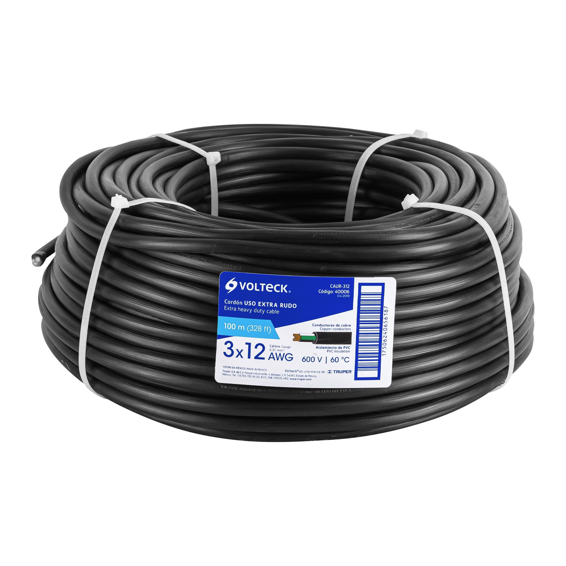 CABLE USO RUDO, 3X12, 100 M.