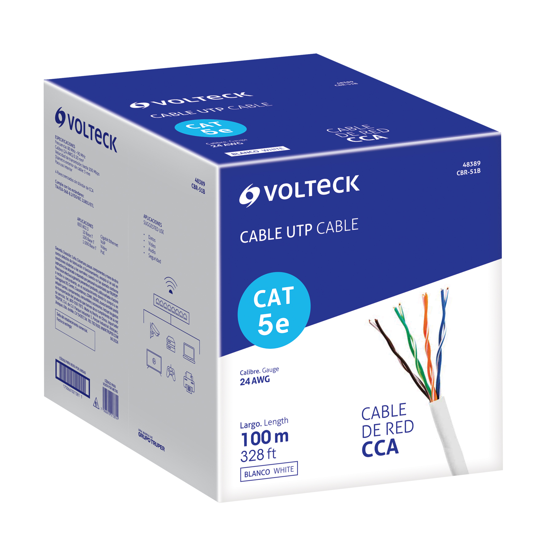 CABLE UTP CAT5E, 100M, BLANCO