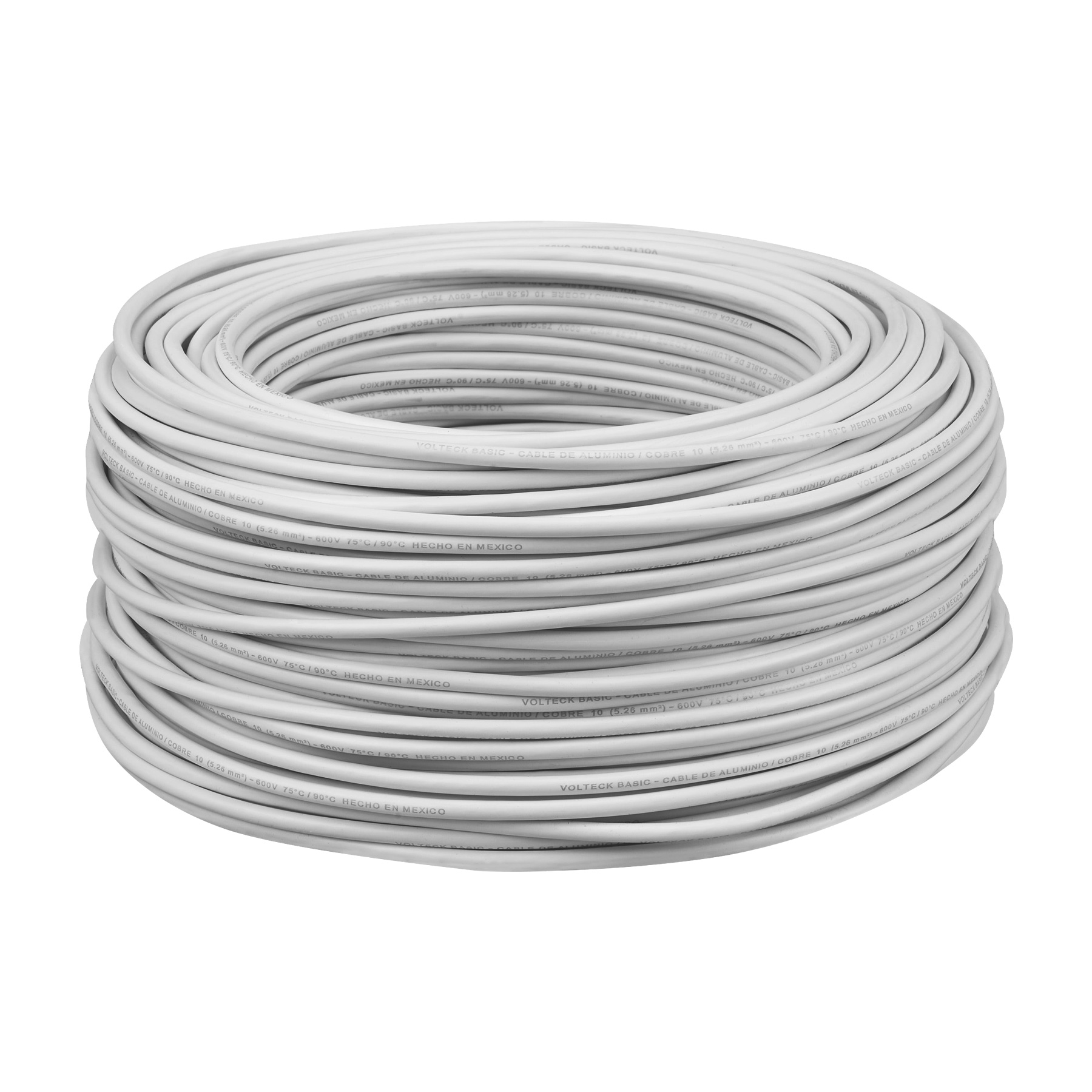 ROLLO DE 100 METROS DE CABLE THW CCA 10 AWG BLANCO, BASIC