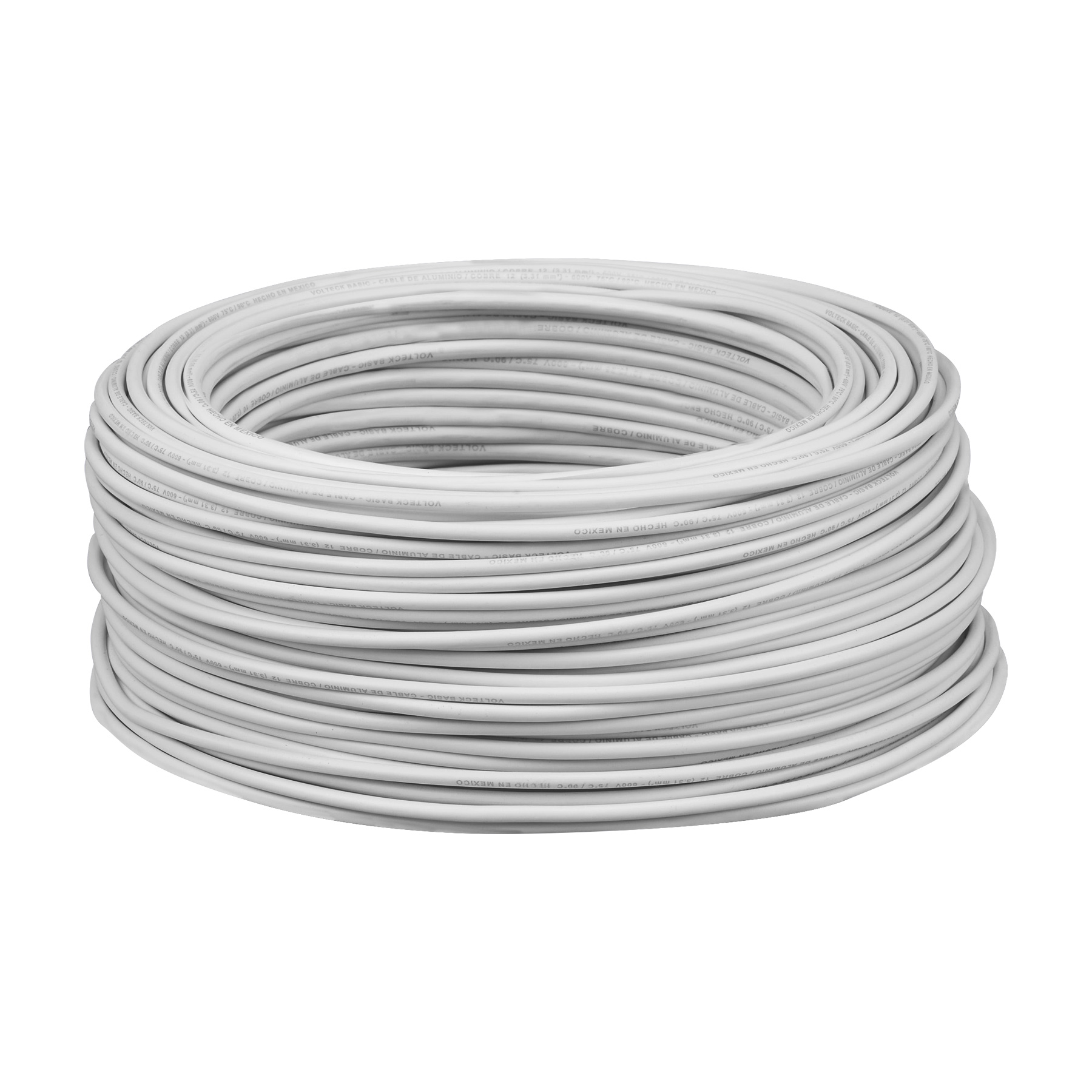ROLLO DE 100 METROS DE CABLE THW CCA 12 AWG BLANCO, BASIC