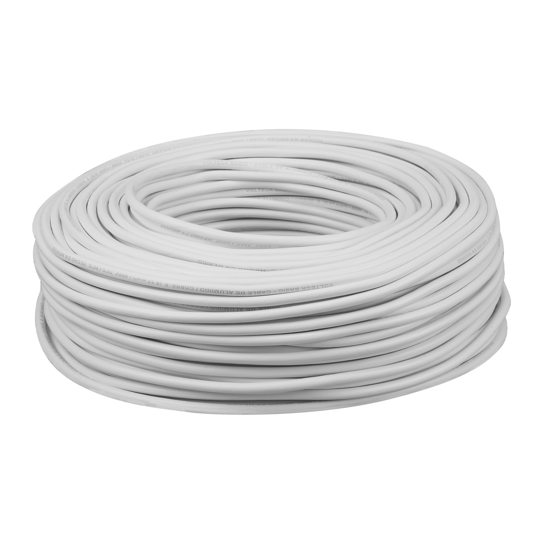 ROLLO 100M DE CABLE THW CCA 8 AWG BLANCO