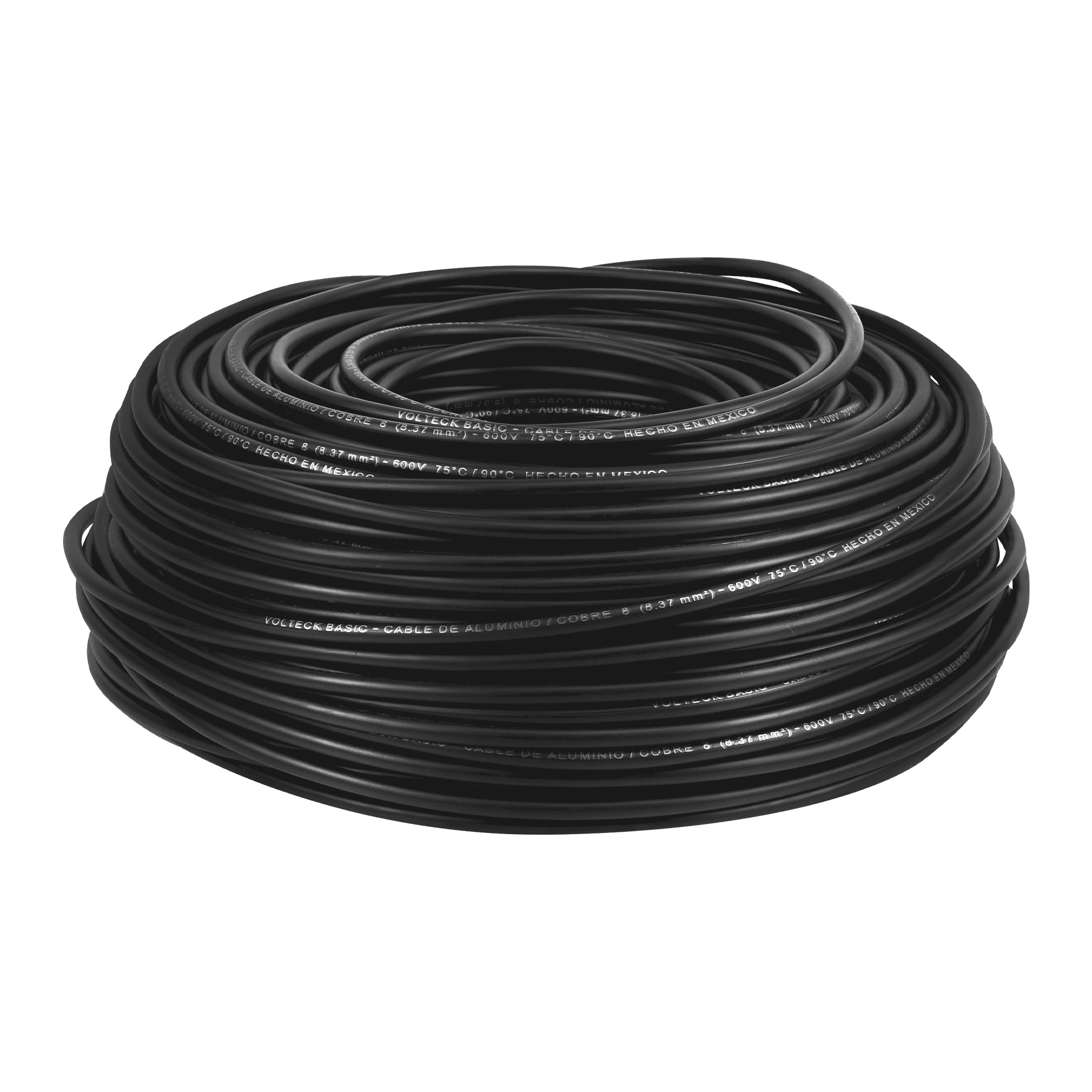 ROLLO DE 100 METROS DE CABLE THW CCA 8 AWG NEGRO, BASIC