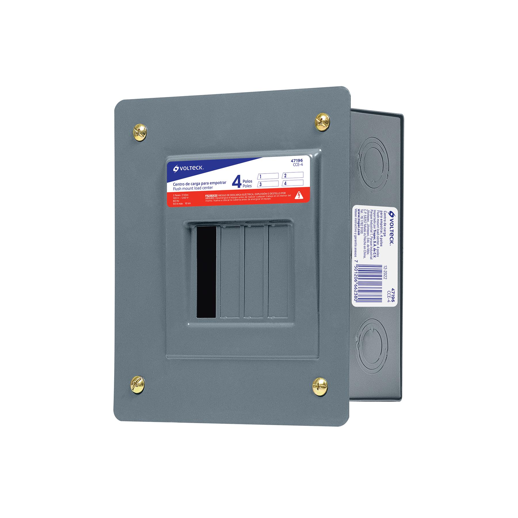 CENTRO DE CARGA EMPOTRABLE, 4 POLOS, VOLTECK