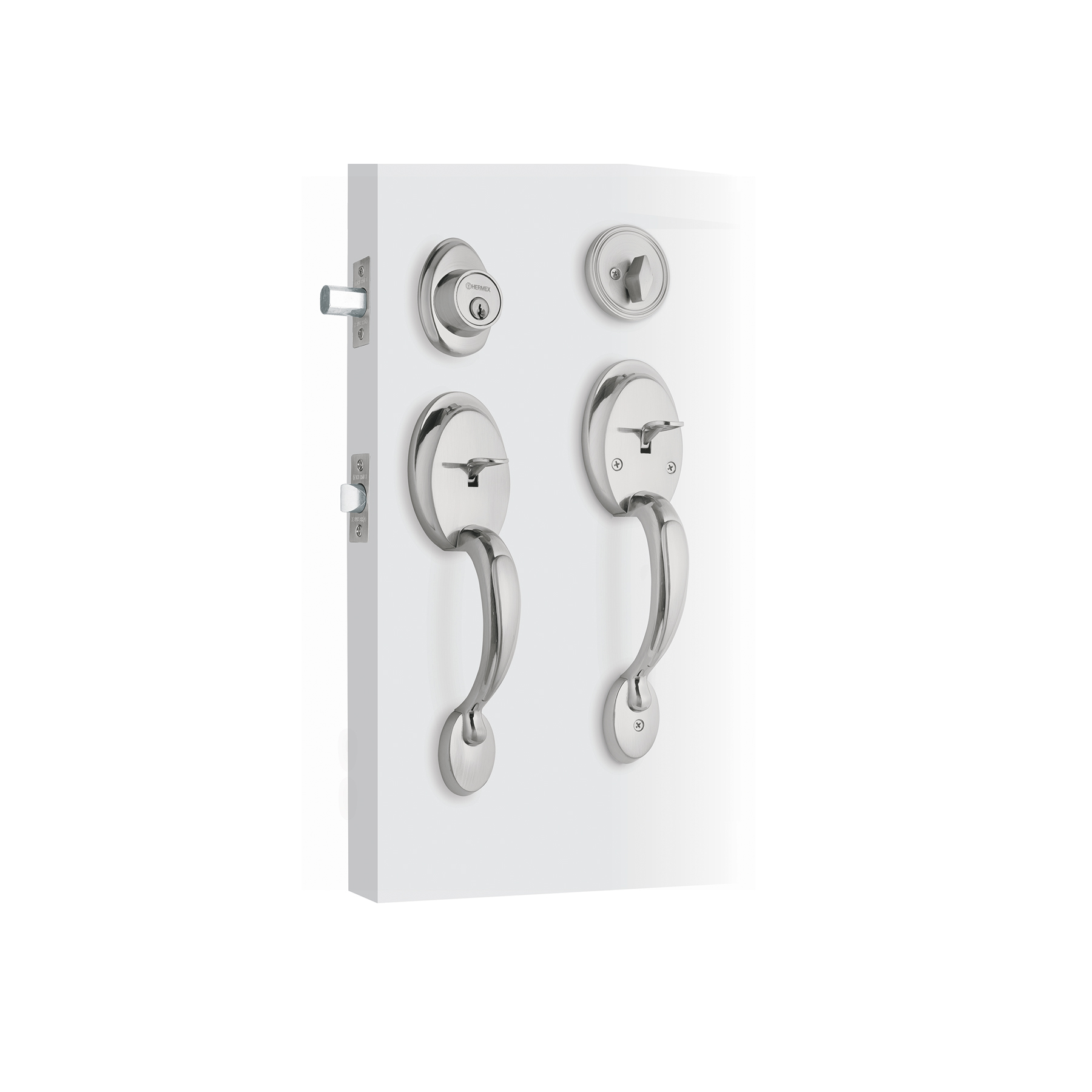 DOBLE JALADERA, PERILLA Y CERROJO MARIPOSA, CROMO MATE,BASIC