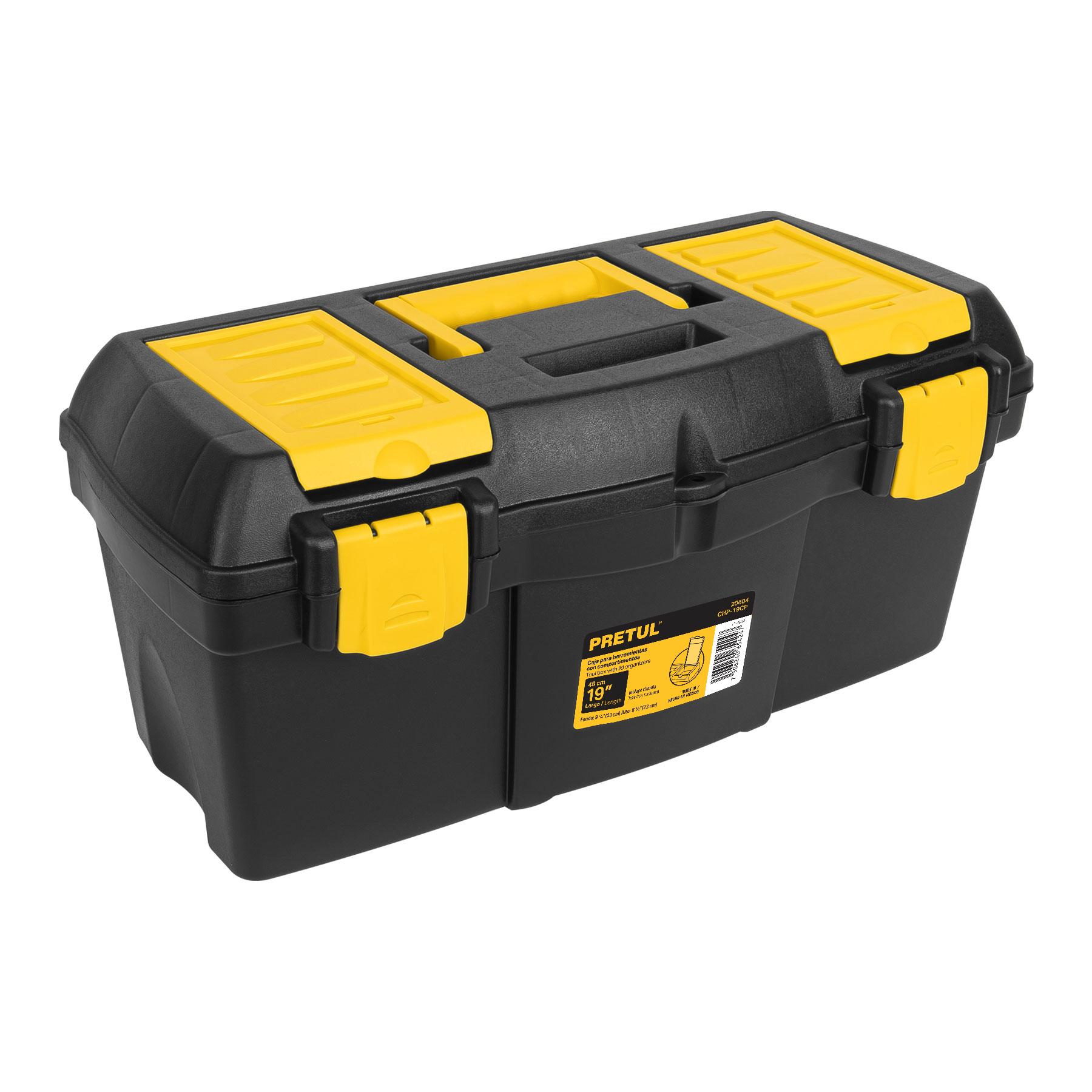 CAJA PARA HERRAMIENTA DE 19' CON COMPARTIMENTOS, PRETUL
