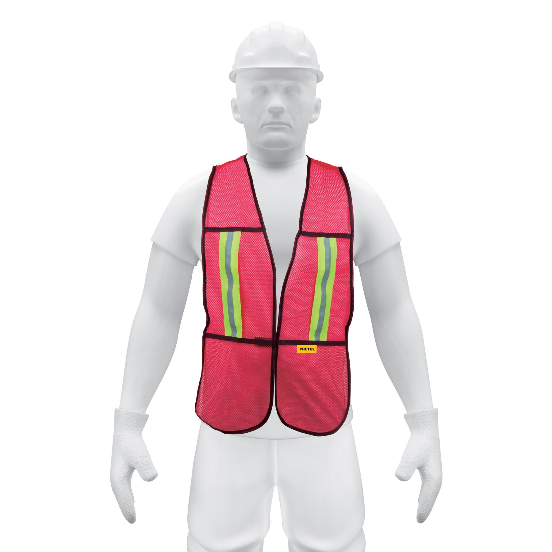 CHALECO DE SEGURIDAD CON CINTAS REFLEJANTES, ROJO, PRETUL