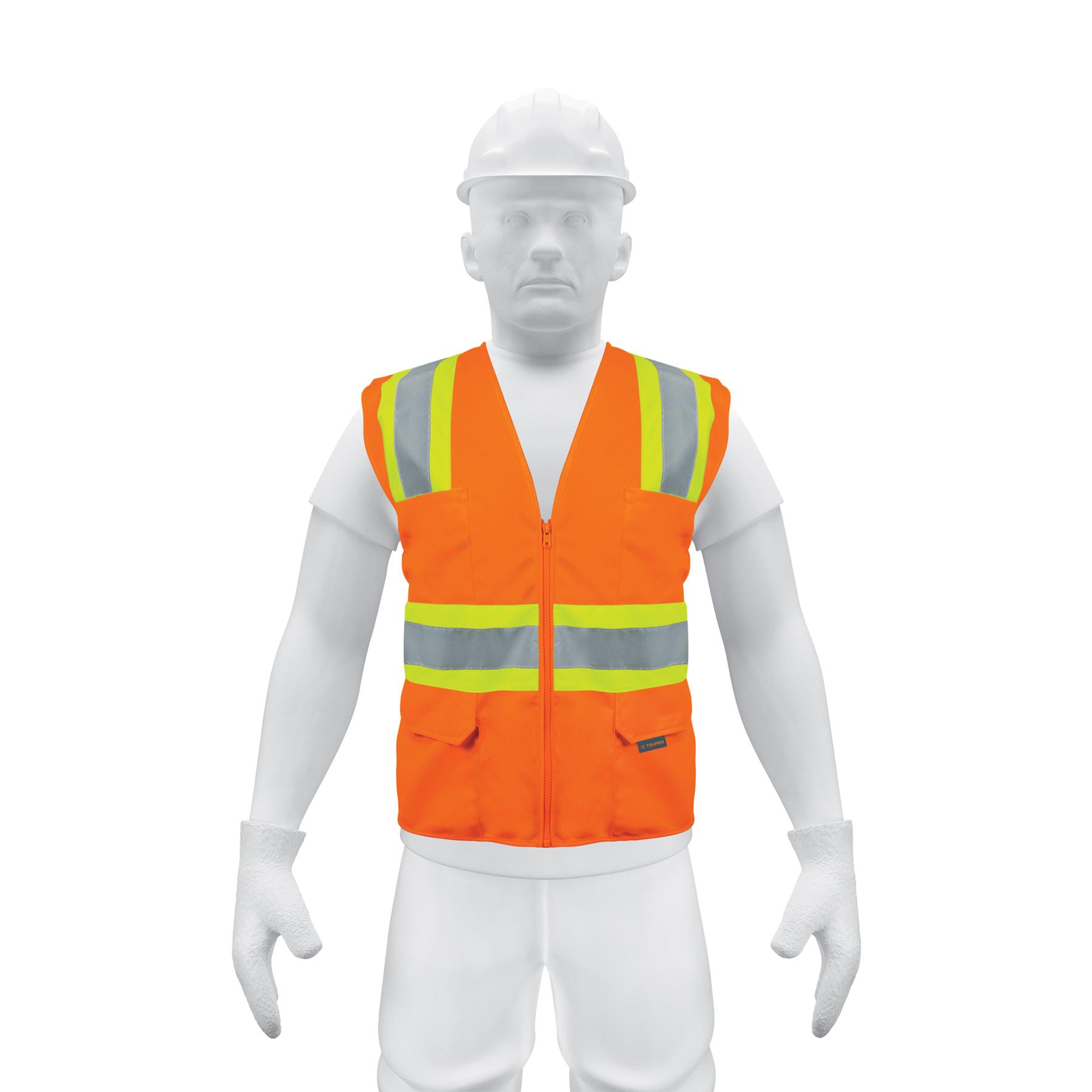 CHALECO DE SEGURIDAD NARANJA MAX VISIBILIDAD Y 6 BOLSAS