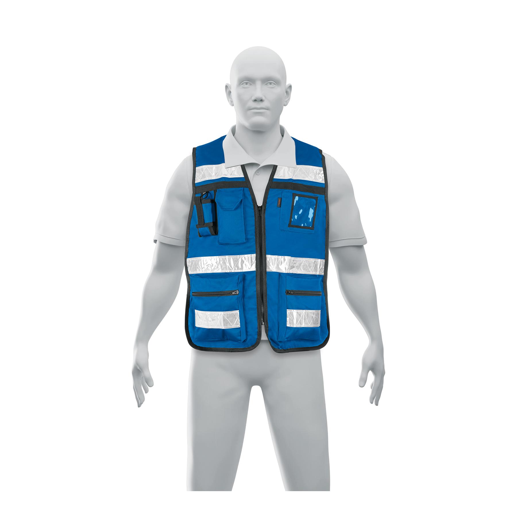 CHALECO BRIGADISTA CON CINTAS REFLEJANTES, COLOR AZUL REY