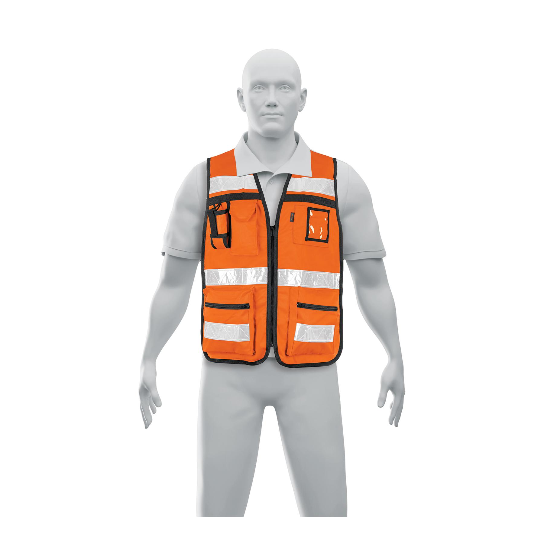 CHALECO BRIGADISTA CON CINTAS REFLEJANTES, COLOR NARANJA