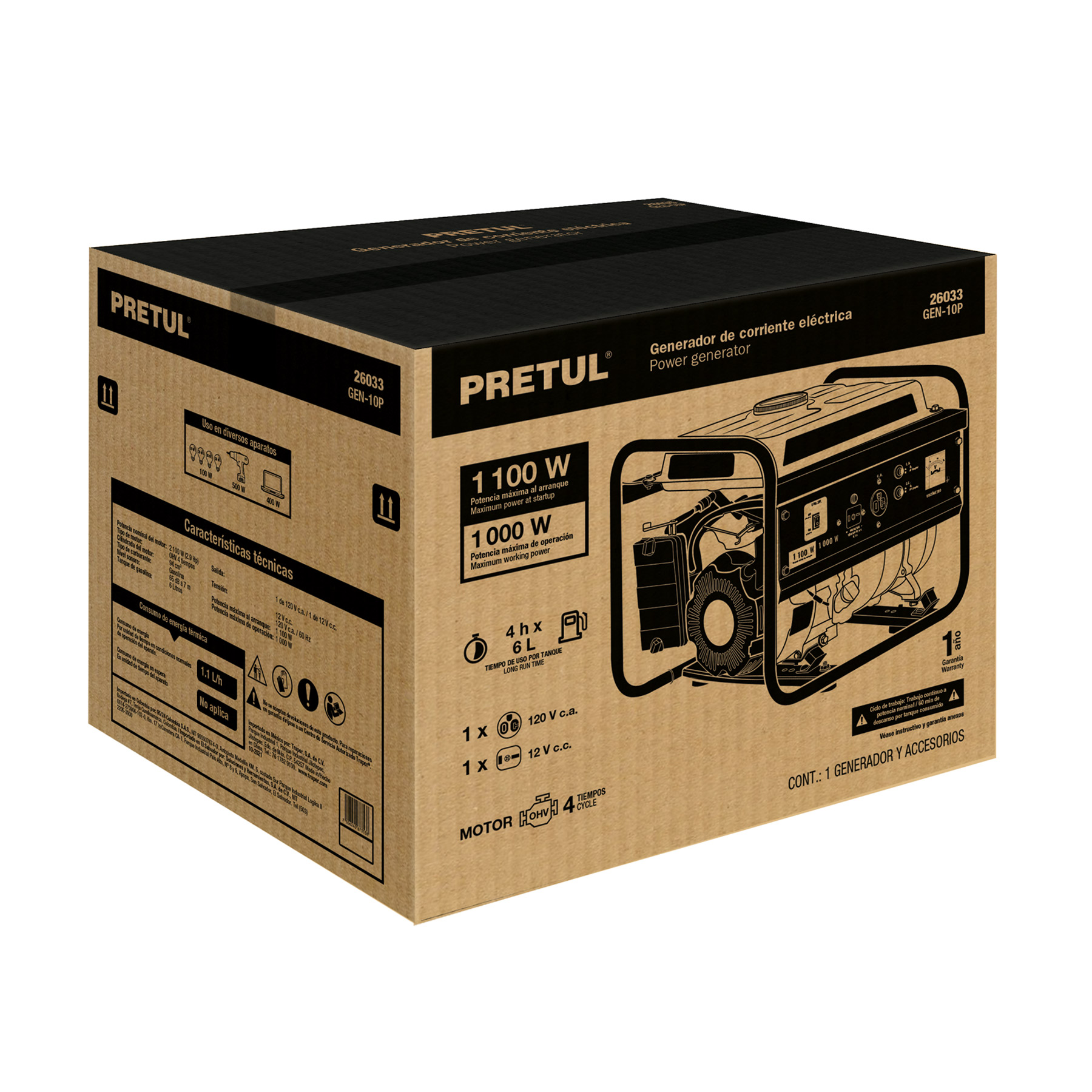 CAJA DE EMPAQUE DE REPUESTO GEN-10P, PRETUL