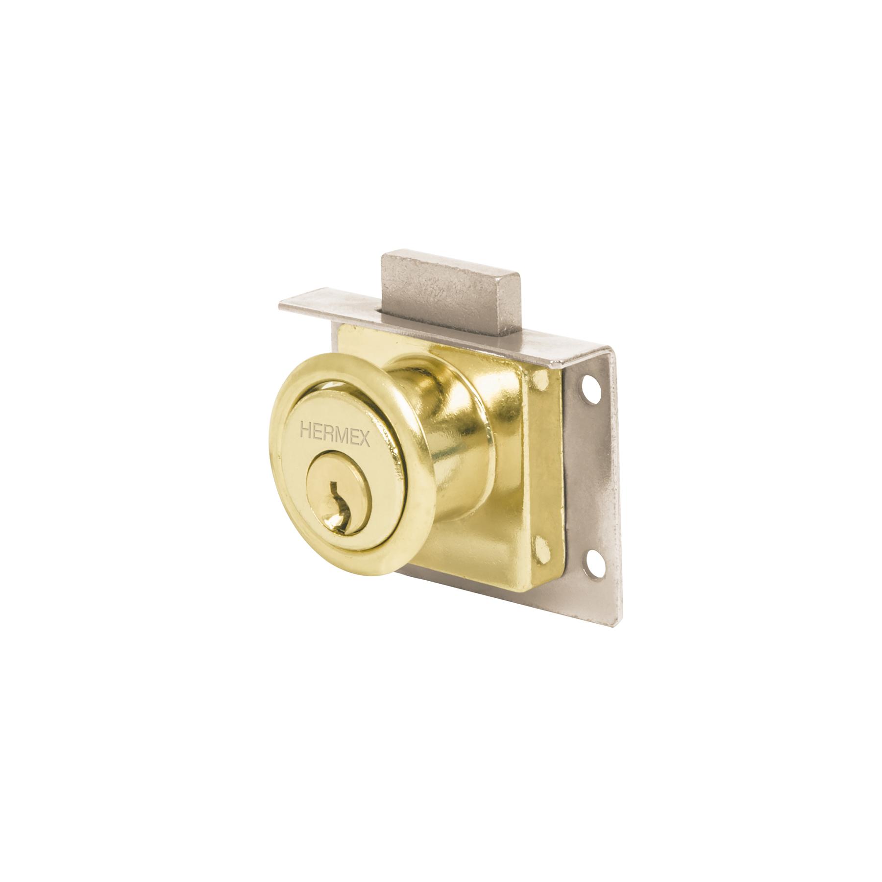 CERRADURA PARA MUEBLE, MODELO 24, LATÓN, HERMEX