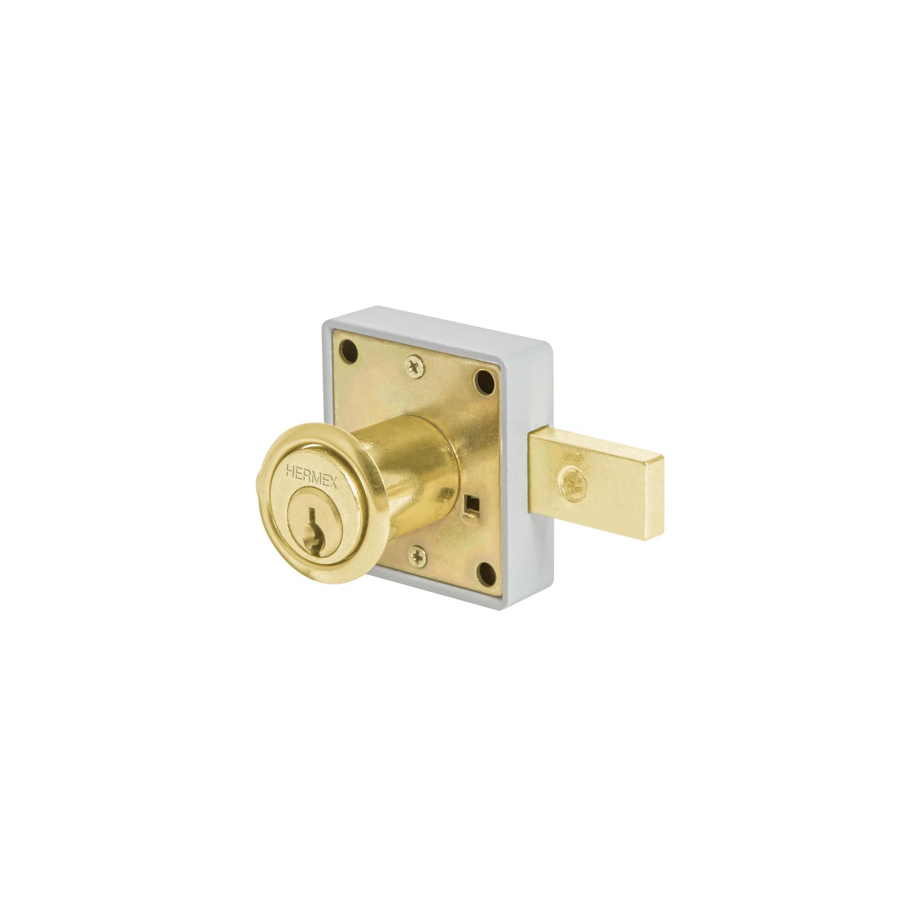 CERRADURA PARA MUEBLE, MODELO 26, LATÓN, HERMEX