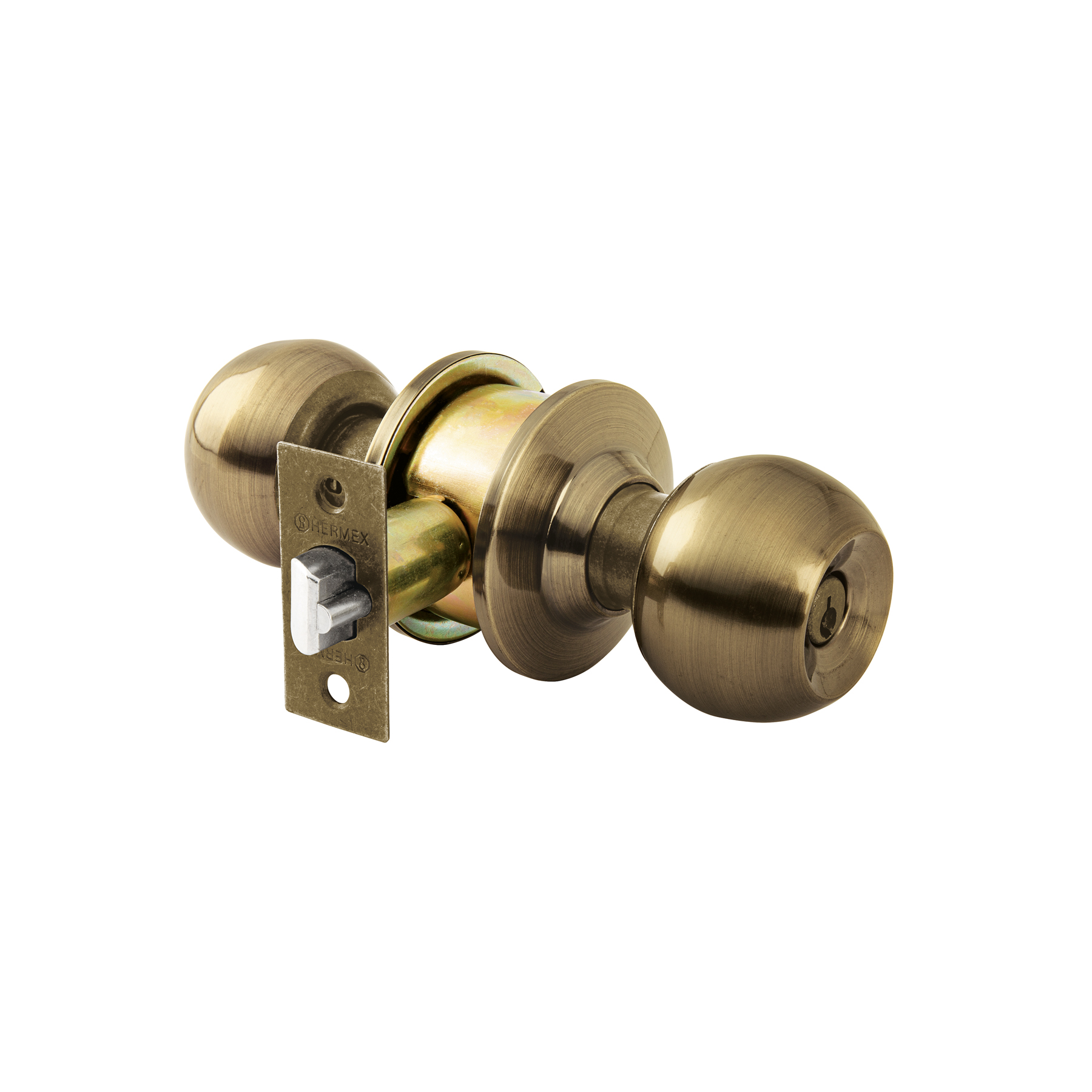 COMBO CERRADURAS, LLAVE-MARIPOSA, LATÓN ANTIGUO,HERMEX BASIC