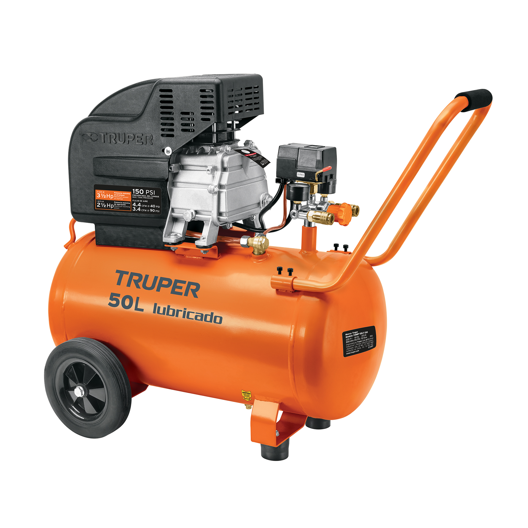 COMPRESOR HORIZONTAL 50L, 3-1/2 HP (POTENCIA MÁXIMA),127 V