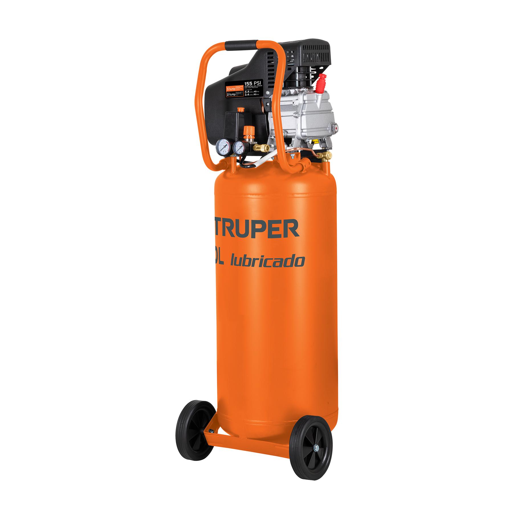 COMPRESOR LUBRICADO BANDA, VERTICAL 80L, 3-1/2HP 127V TRUPER