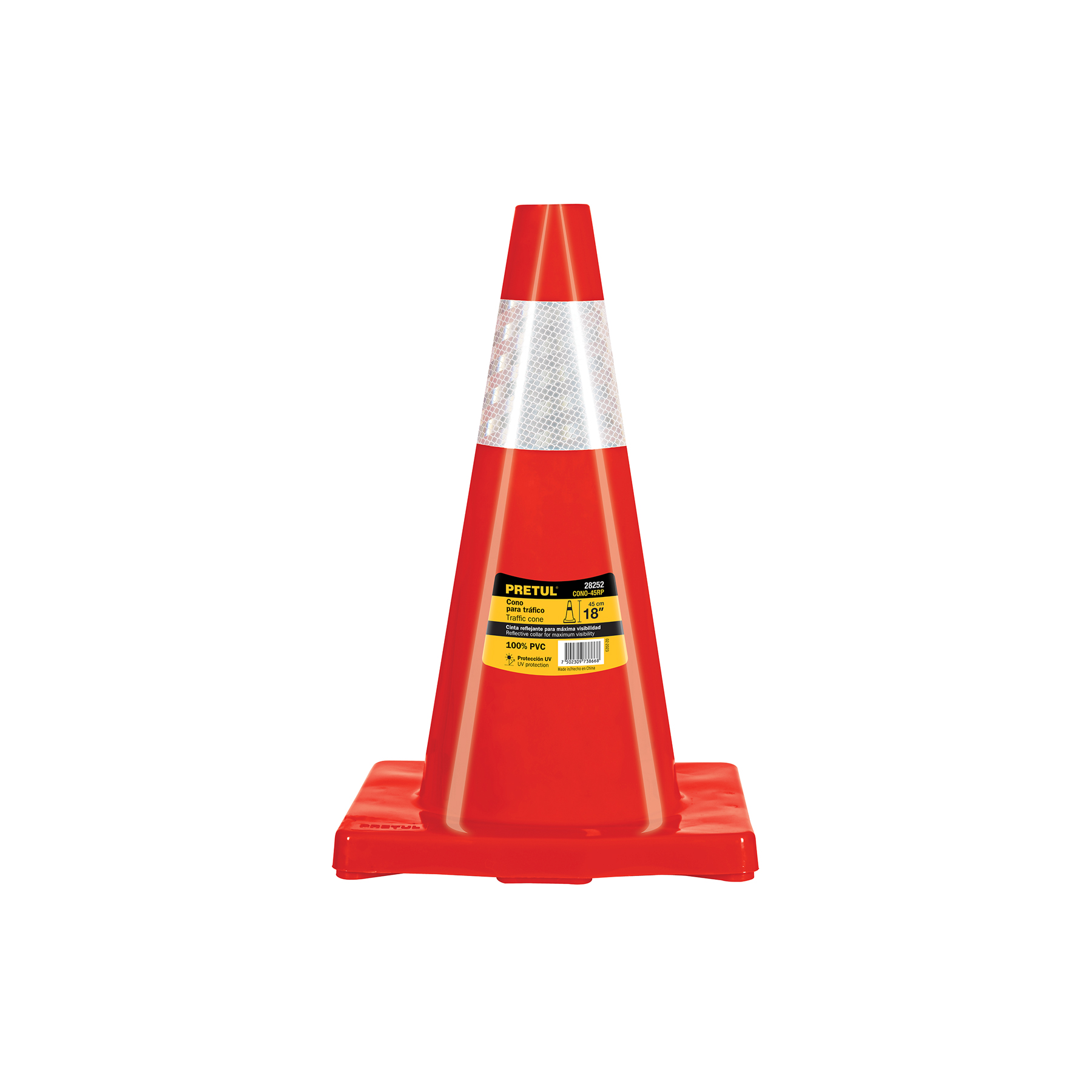 CONO DE PRECAUCIÓN DE 45 CM CON REFLEJANTE