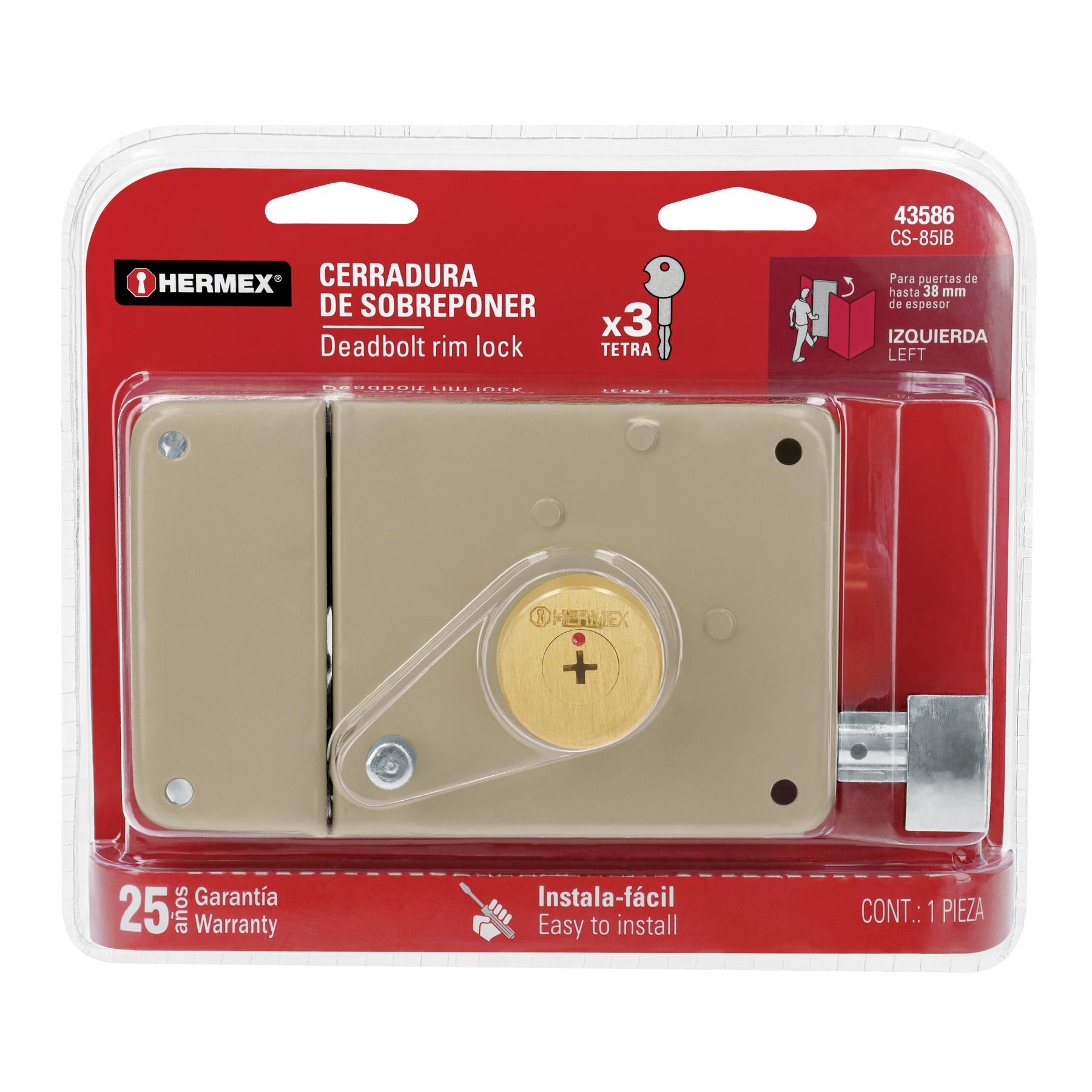 CERRADURA SOBREPONER IZQ INSTALA-FÁCIL, LLAVE TETRA, BLÍSTER