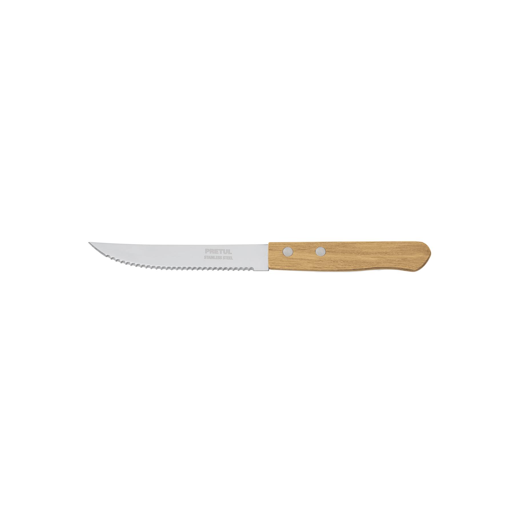 CUCHILLO CON SIERRA PARA ASADO 5' MANGO DE MADERA, PRETUL