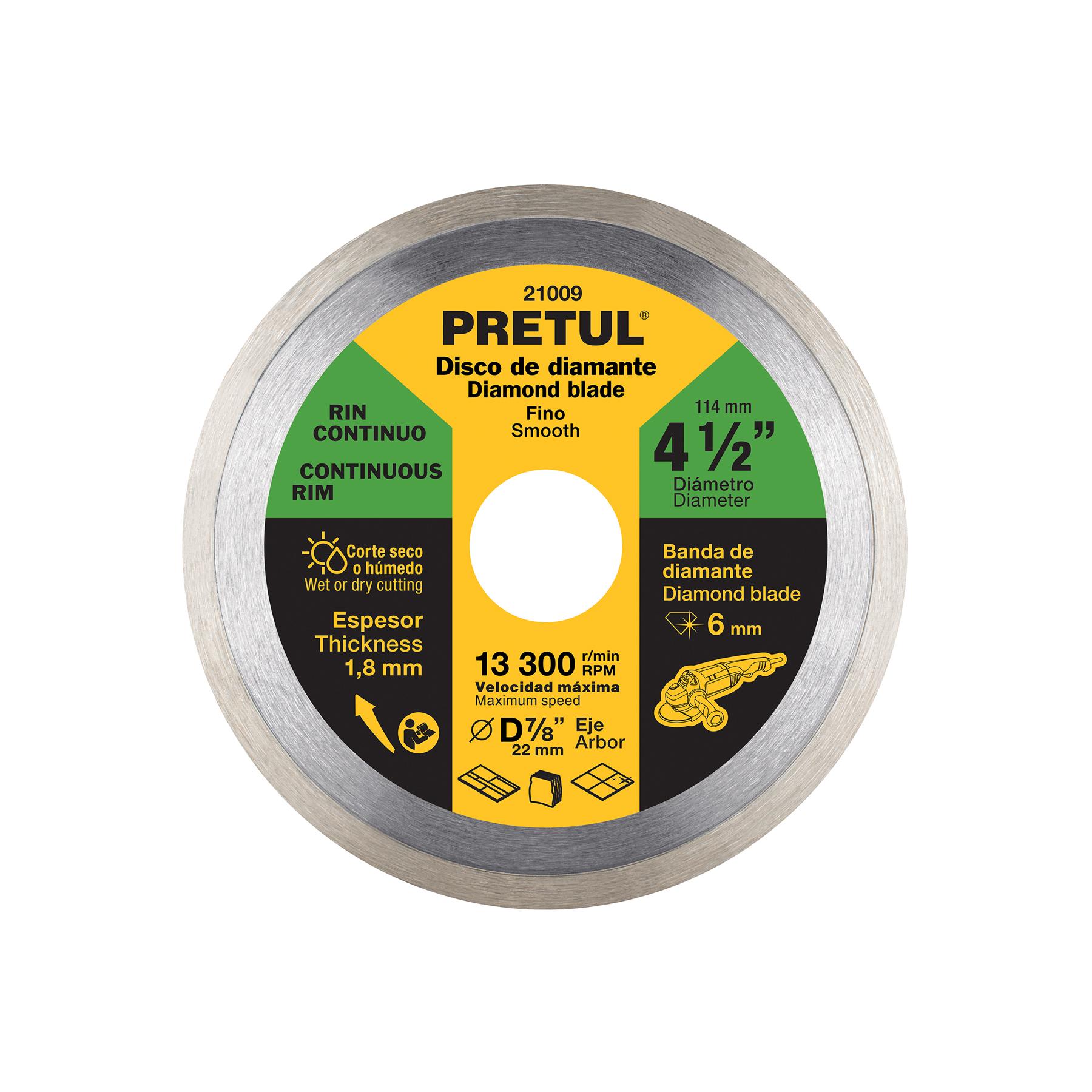 DISCO DE DIAMANTE DE 4-1/2' X 1.8 MM RIN CONTINUO, PRETUL