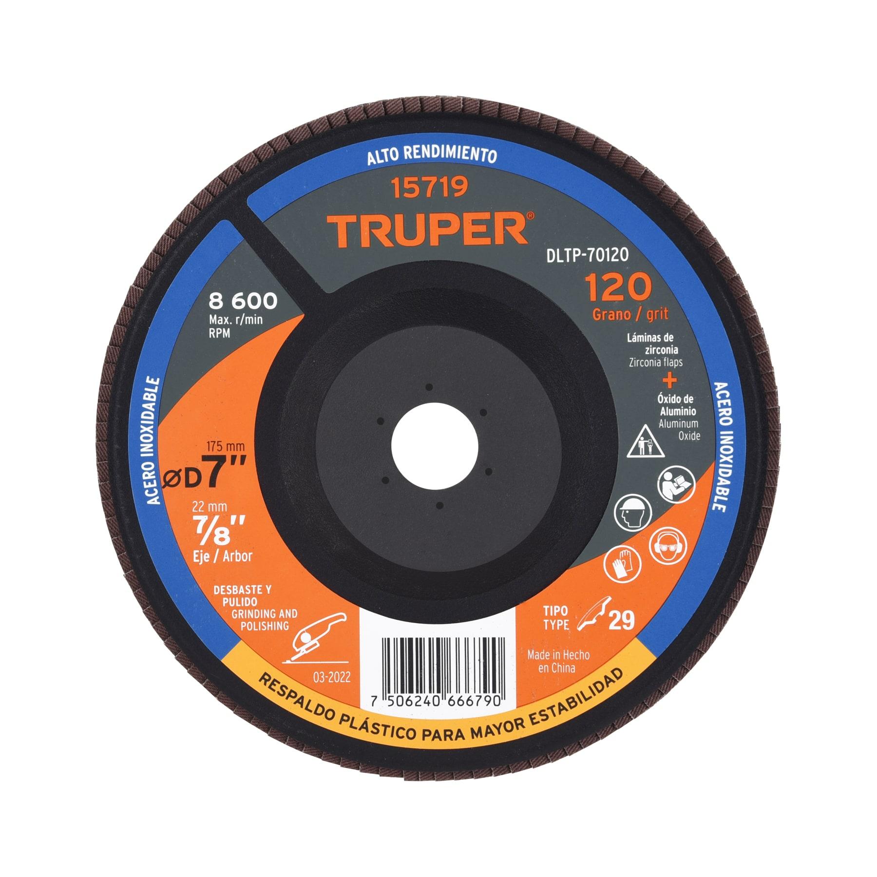 DISCO 7' LAMINADO RESPALDO PLÁSTICO GRANO 120 CENTRO 7/8'