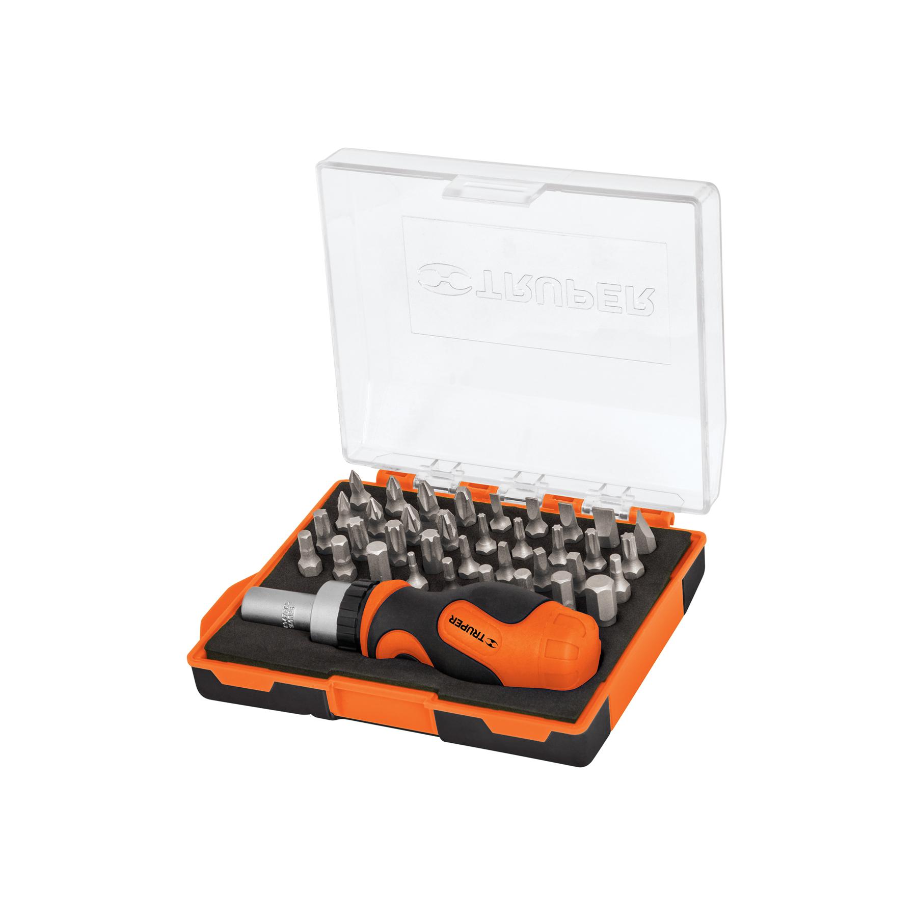 DESARMADOR TIPO TROMPO CON MATRACA Y 36 PUNTAS, TRUPER