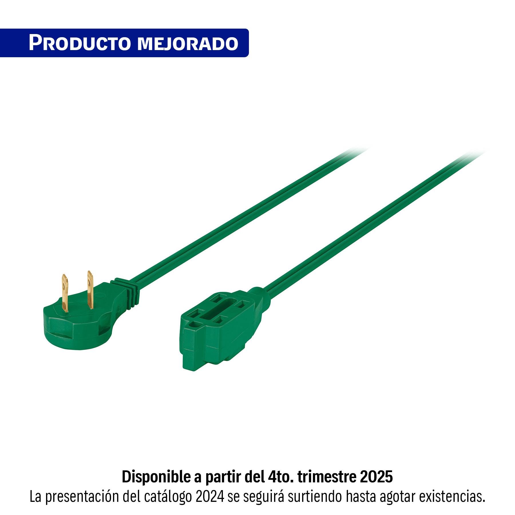 EXTENSIÓN ELÉCTRICA DOMÉSTICA 5 M VERDE CON CLAVIJA PLANA