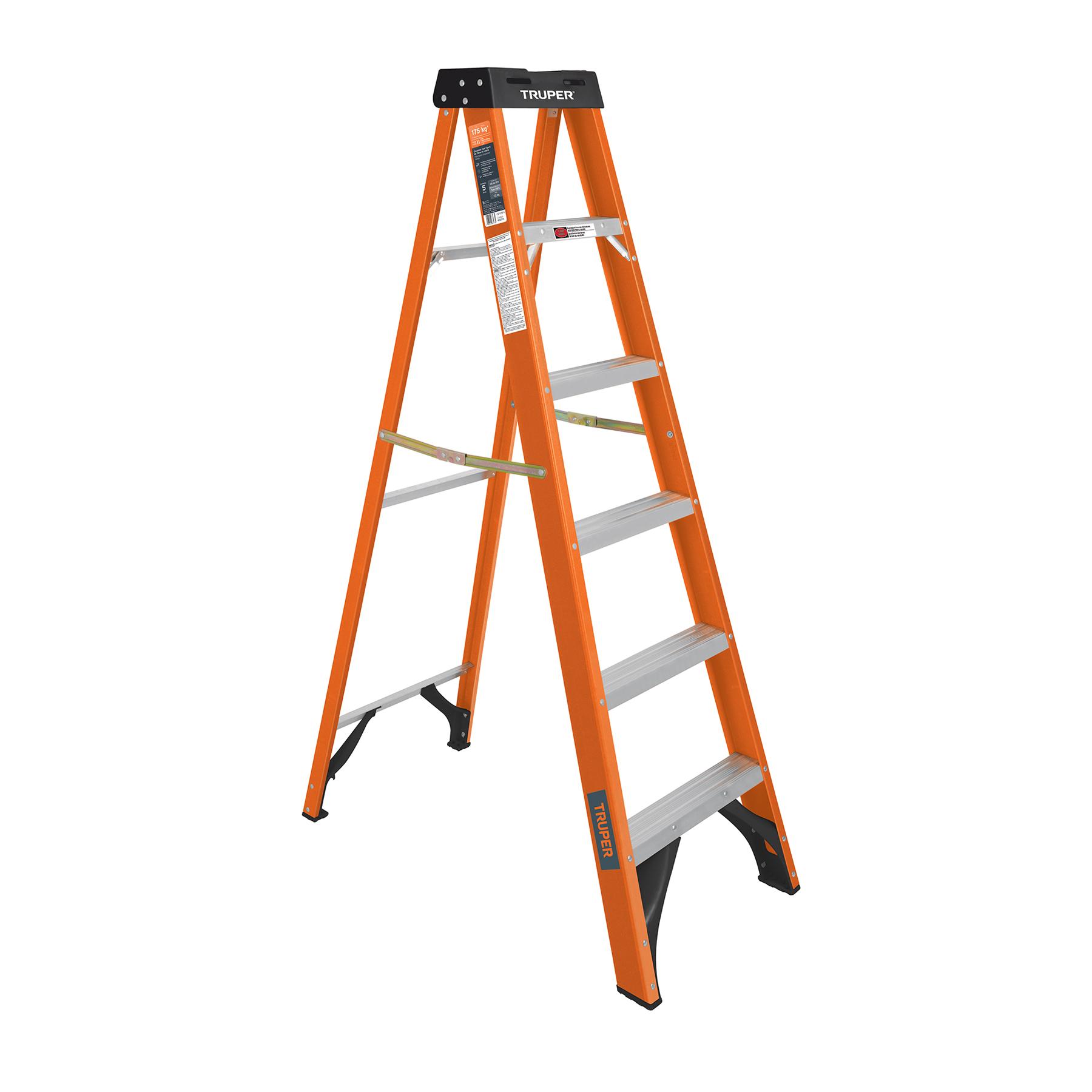 ESCALERA DE TIJERA, TIPO LL, 5 PELDAÑOS, FIBRA DE VIDRIO