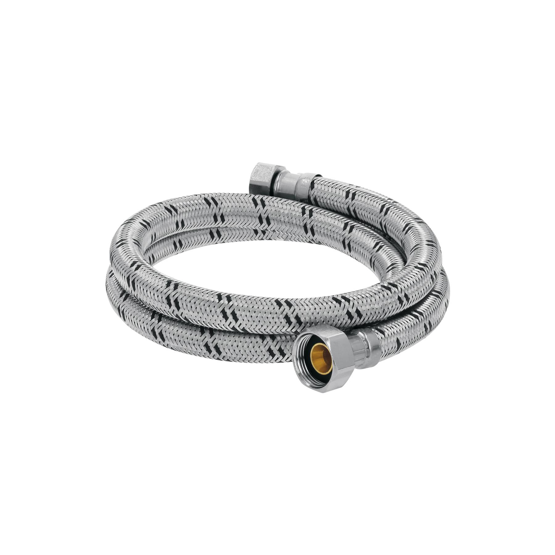 MANGUERA DE HULE REVESTIDA DE ACERO INOXIDABLE CON CONECTORES PARA BOILER, 120 CM