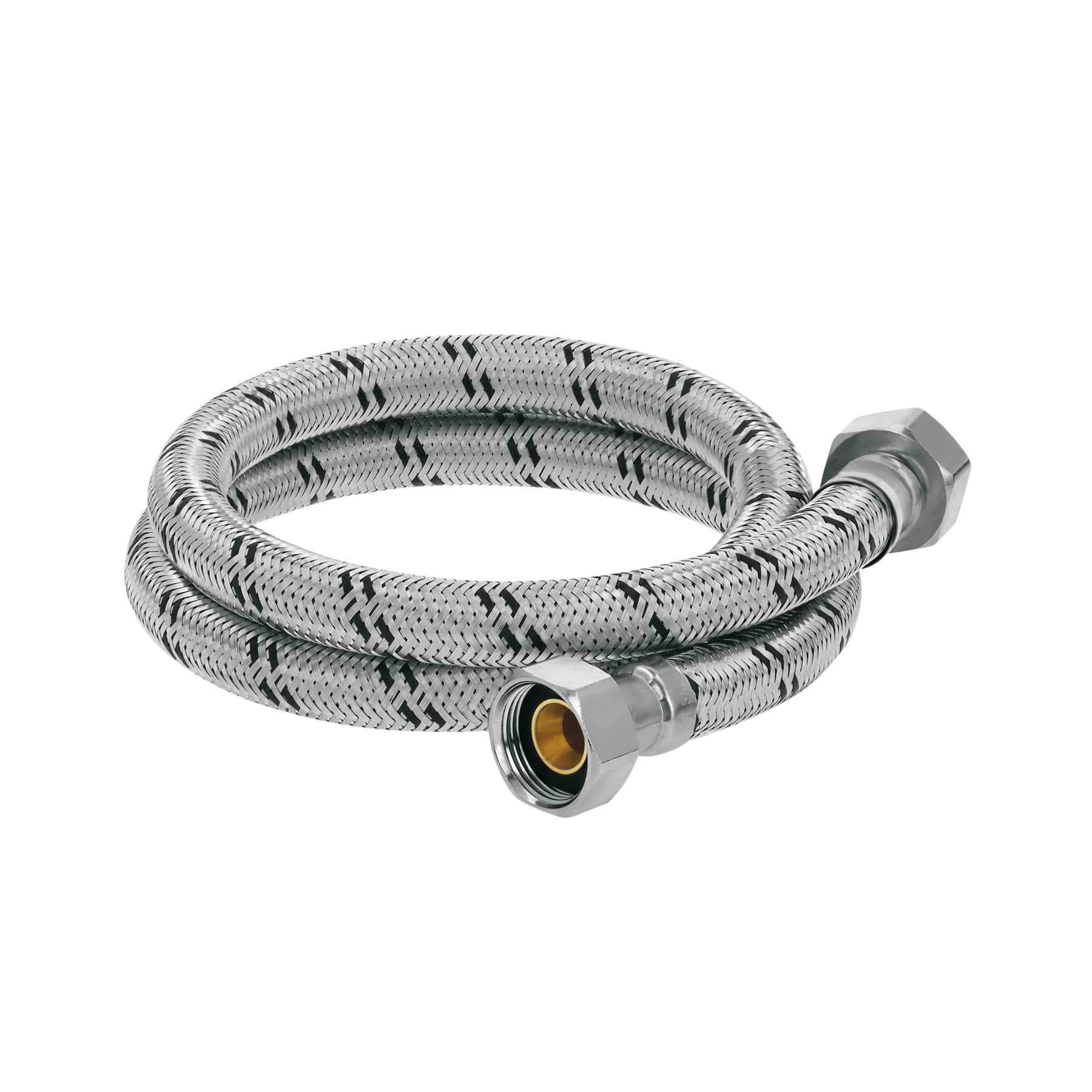 MANGUERA DE HULE REVESTIDA DE ACERO INOXIDABLE CON CONECTORES PARA BOILER, 100 CM