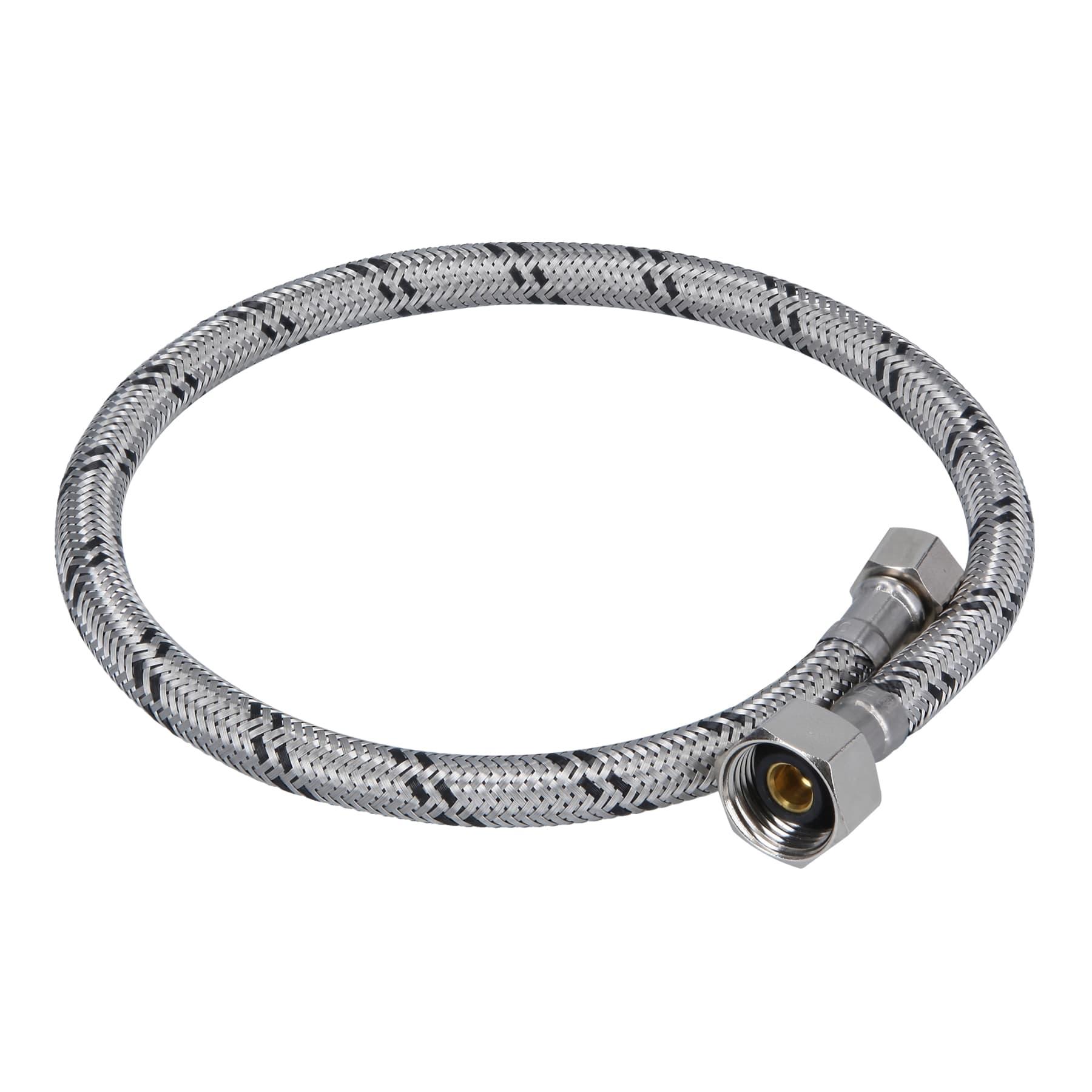 MANGUERA LAVABO/FREGADERO, ACERO INOX, 1/2' X 3/8', 55 CM