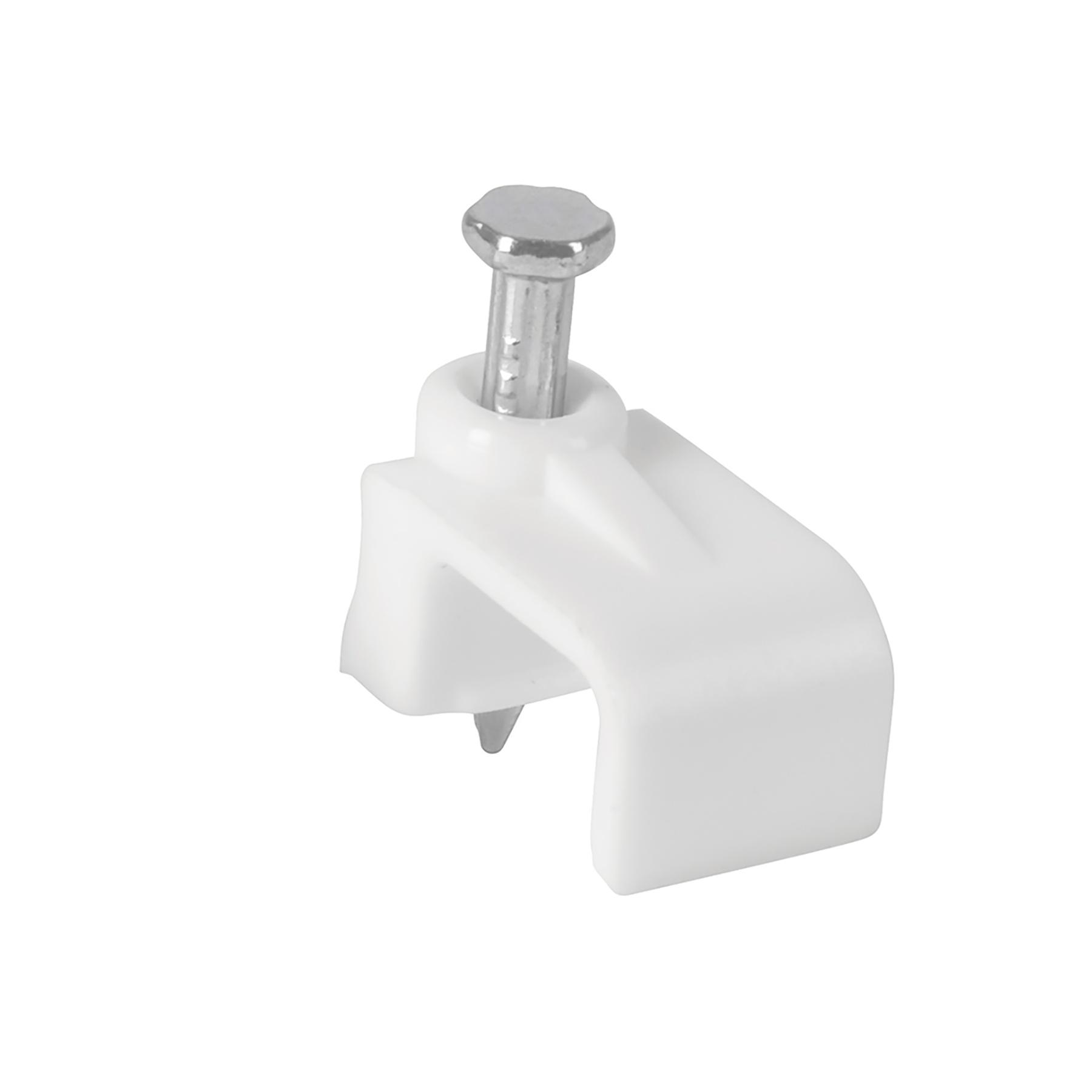 BOLSA CON 20 GRAPAS BLANCAS DE 6 X 9.5 MM PARA CABLE PLANO