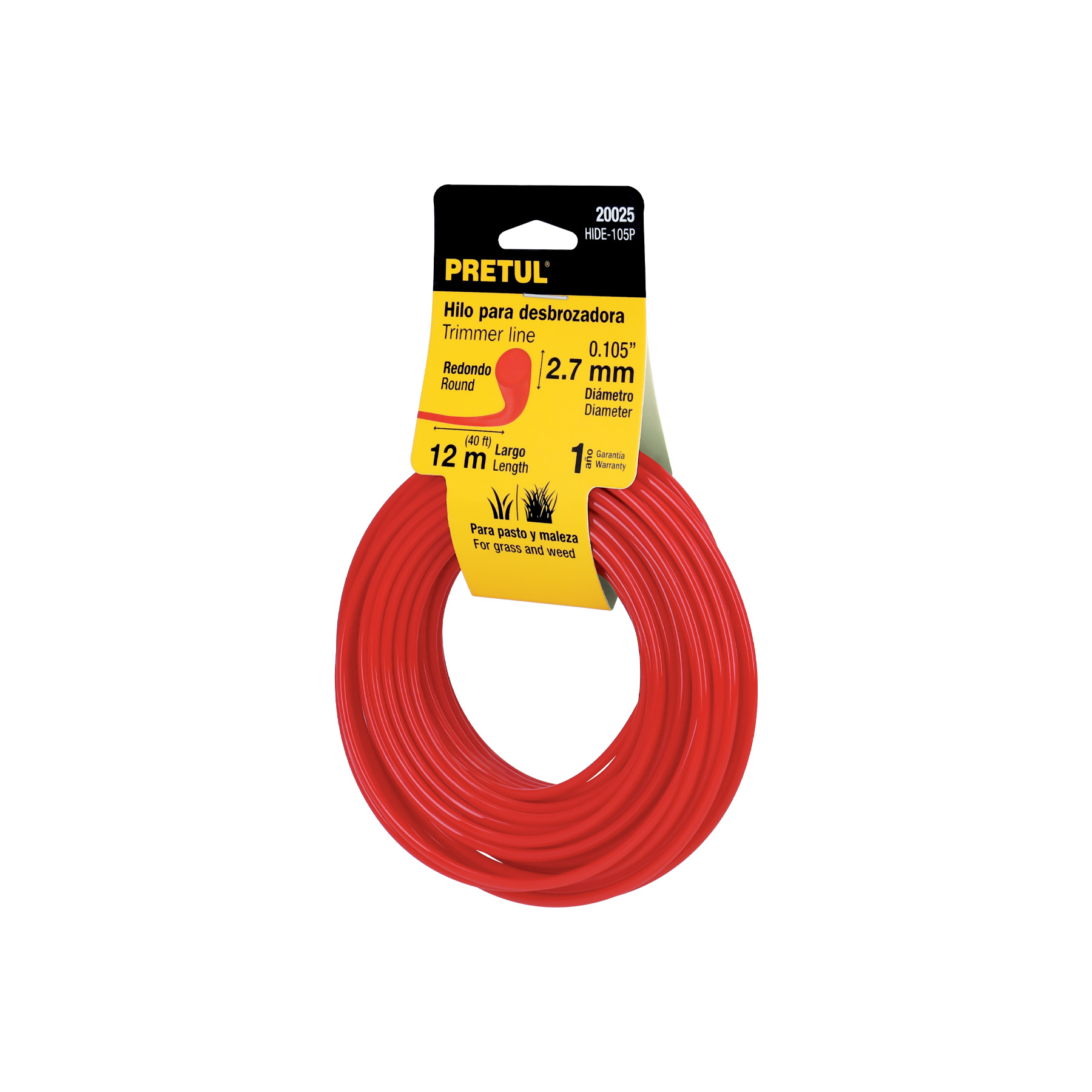 ROLLO DE HILO PARA DESBROZADORA, 2.7 MM X 12 M, PRETUL