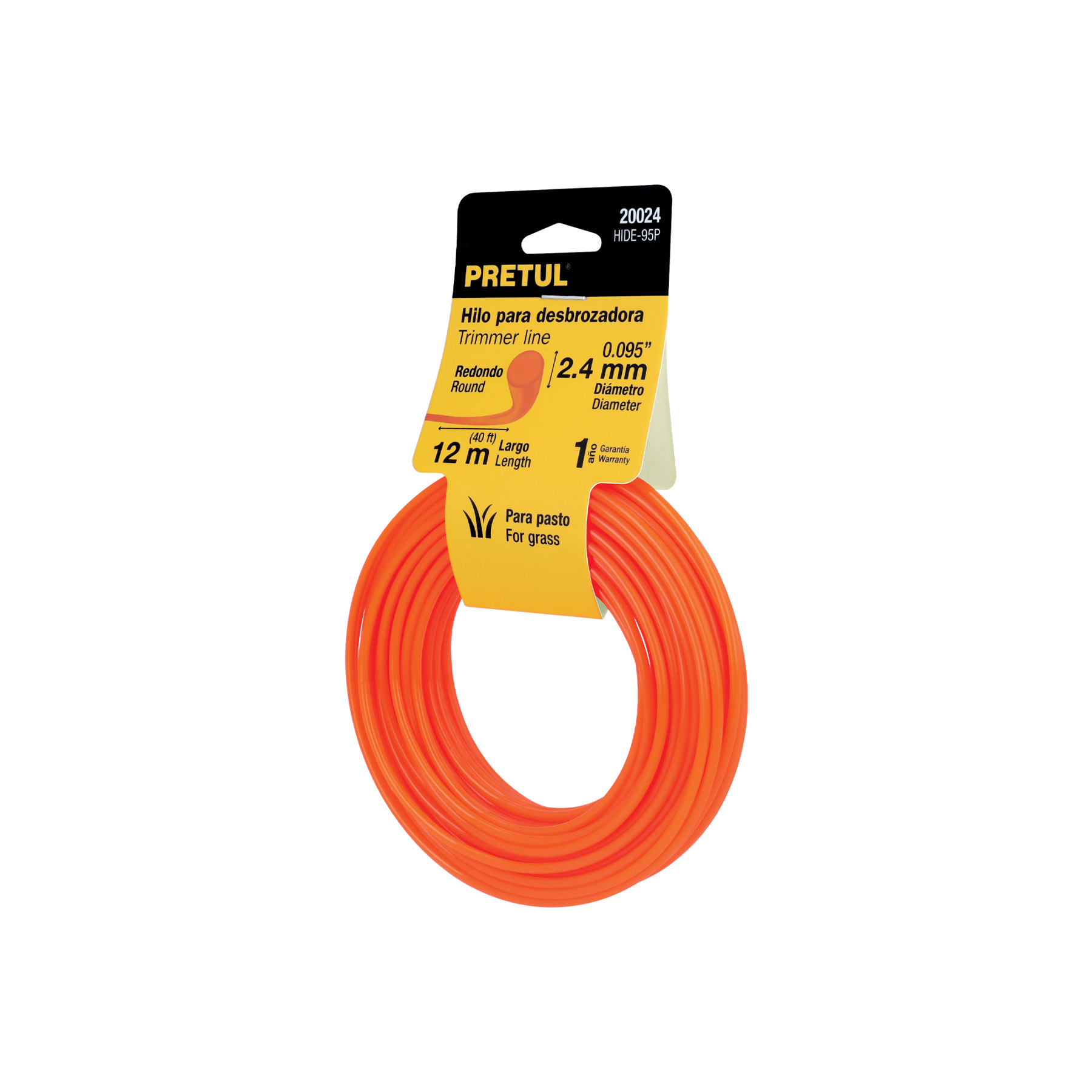 ROLLO DE HILO PARA DESBROZADORA, 2.4 MM X 12 M, PRETUL