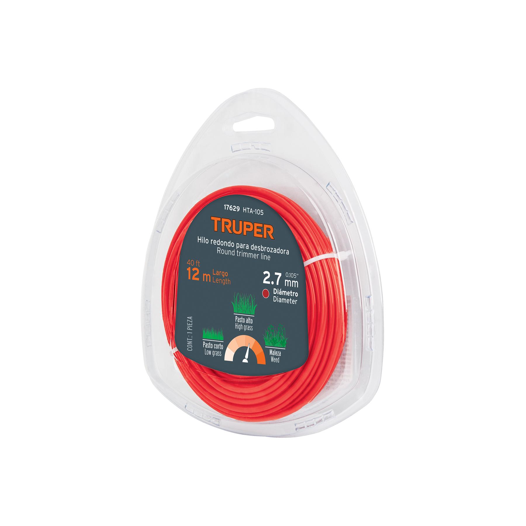 ROLLO DE HILO PARA DESBROZADORA, 2.7 MM X 12 M, TRUPER